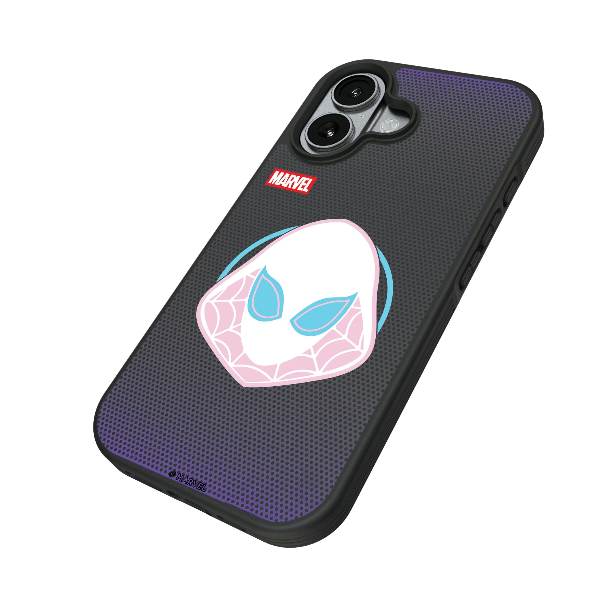 Marvel Spider-Gwen Grid iPhone Bump Phone Case for Apple iPhone - Isometric View#Device_iPhone 17