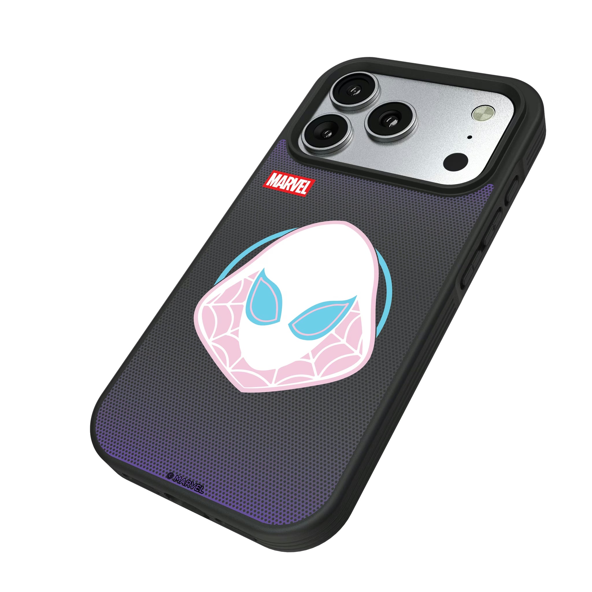 Marvel Spider-Gwen Grid iPhone Bump Phone Case for Apple iPhone - Isometric View#Device_iPhone 17 Pro