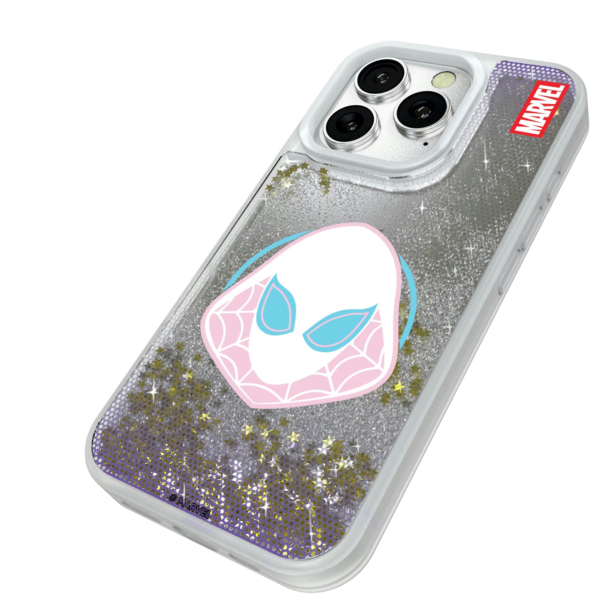 Marvel Spider-Gwen Grid iPhone Glitter Phone Case for Apple iPhone - Isometric View#Device_iPhone 16 Pro