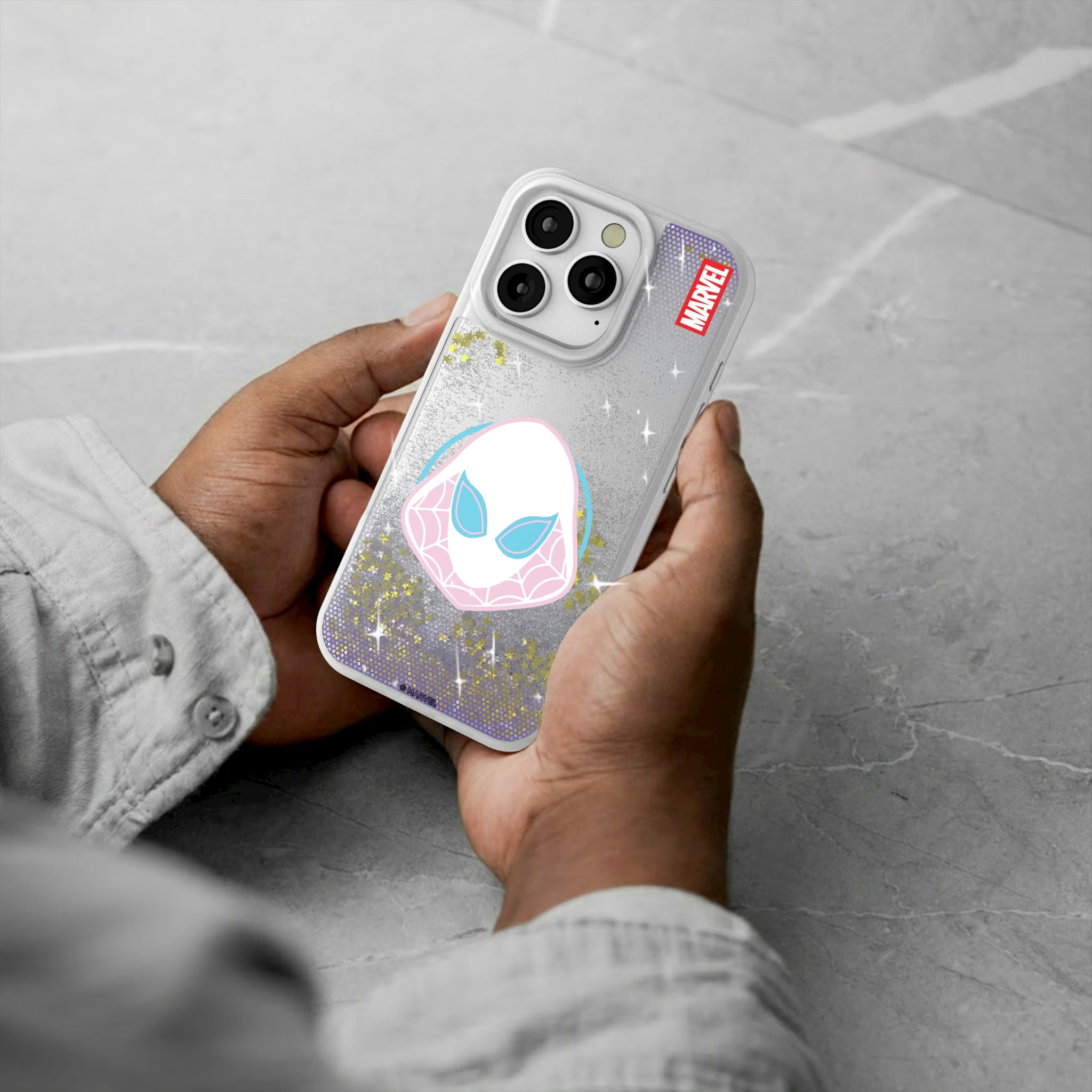Marvel Spider-Gwen Grid iPhone Glitter Phone Case for Apple iPhone - Lifestyle#Device_iPhone 16 Pro