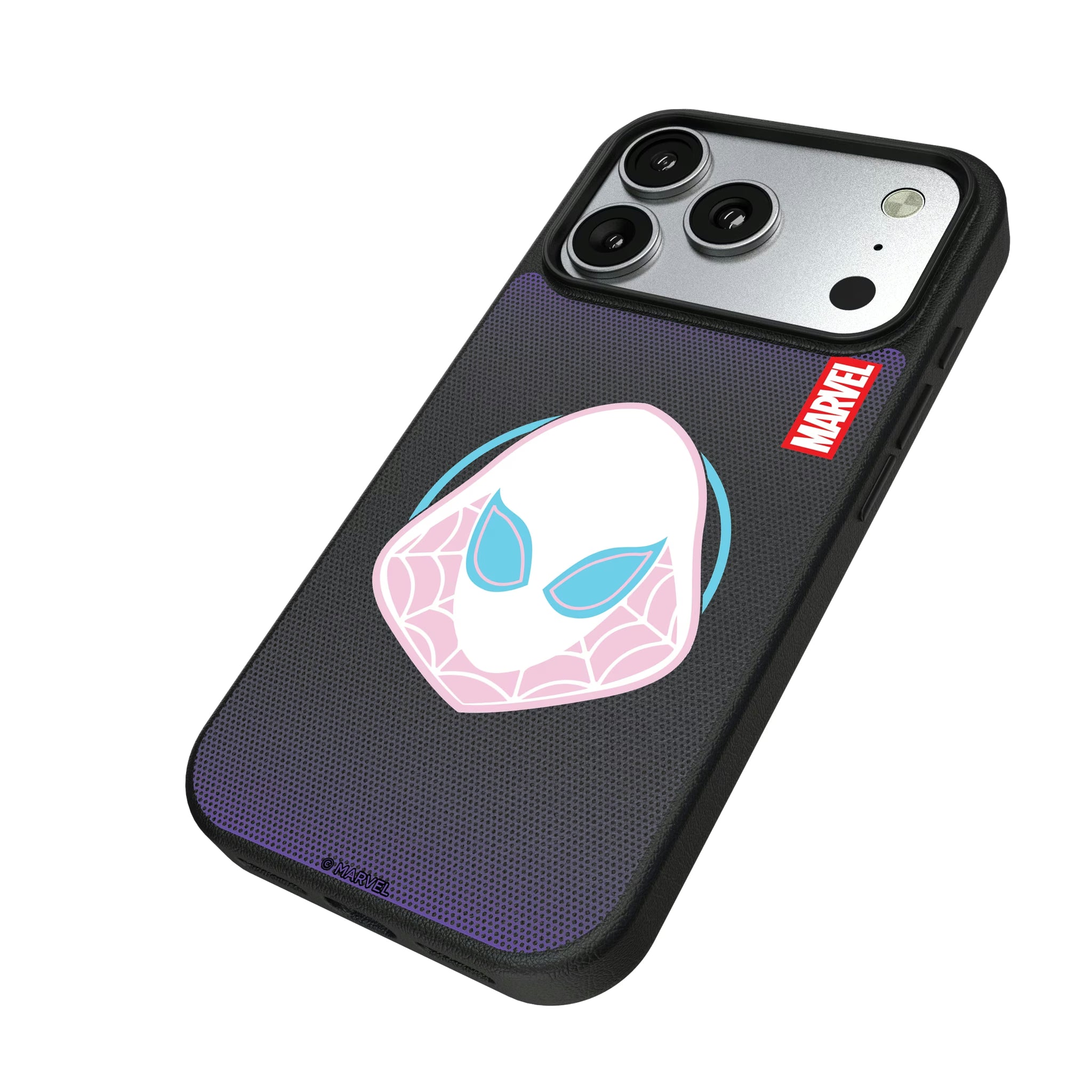 Marvel Spider-Gwen Grid iPhone MagSafe Compatible Phone Case for Apple iPhone - Isometric View#Device_iPhone 17 Pro