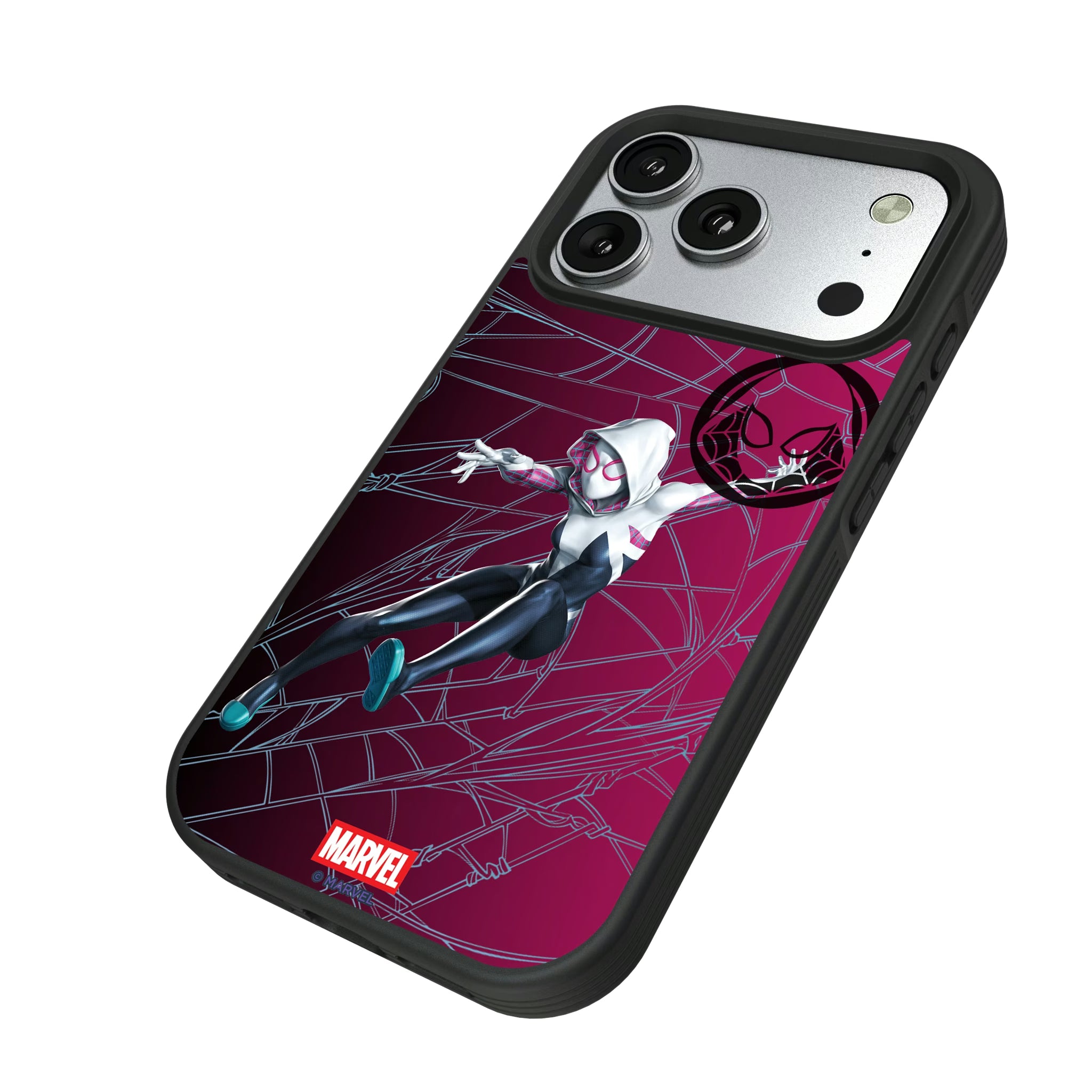 Marvel Spider-Gwen MechLine iPhone Bump Phone Case for Apple iPhone - Isometric View#Device_iPhone 17 Pro