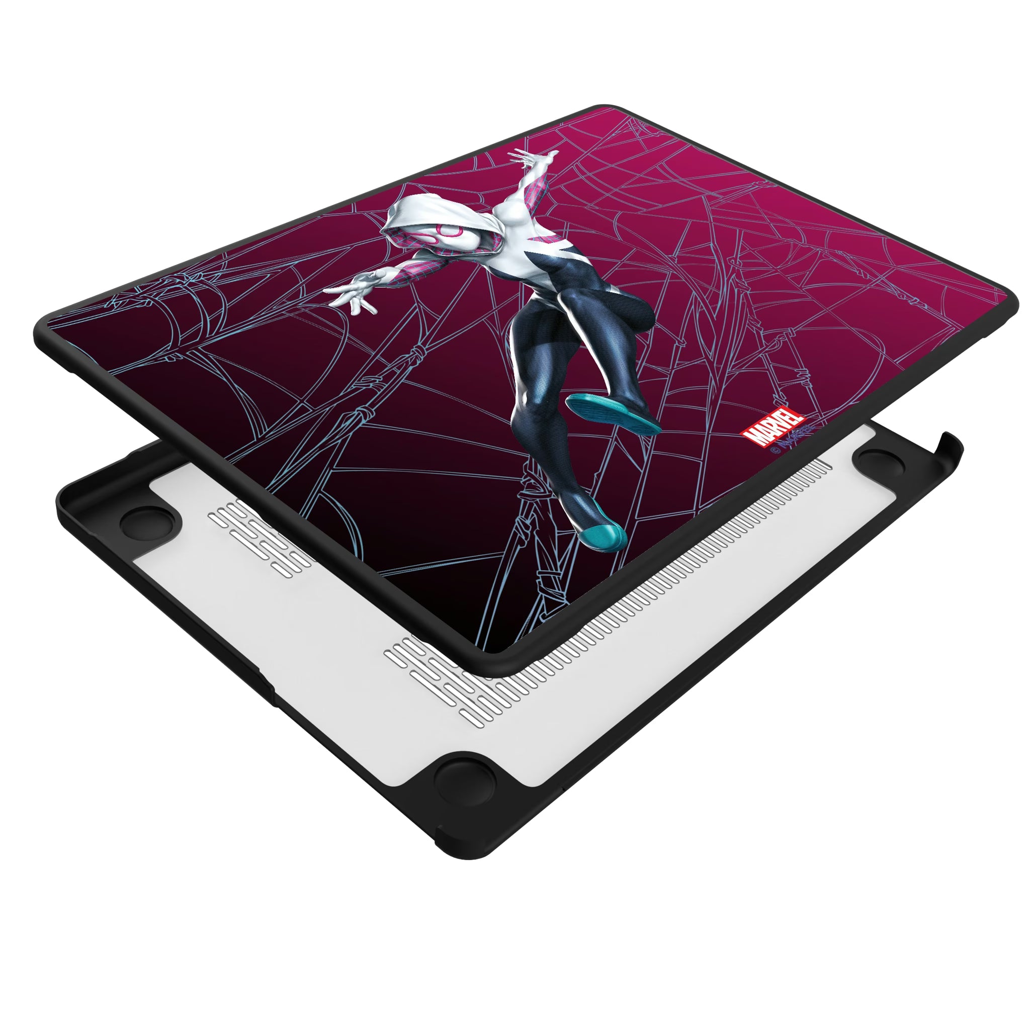 Marvel Spider-Gwen MechLine MacBook Laptop Case for Apple MacBook - Isometric View#Device_MacBook Pro (14-inch, 2021) / MacBook Pro (14-inch, 2023) / MacBook Pro (14-inch, 2024)