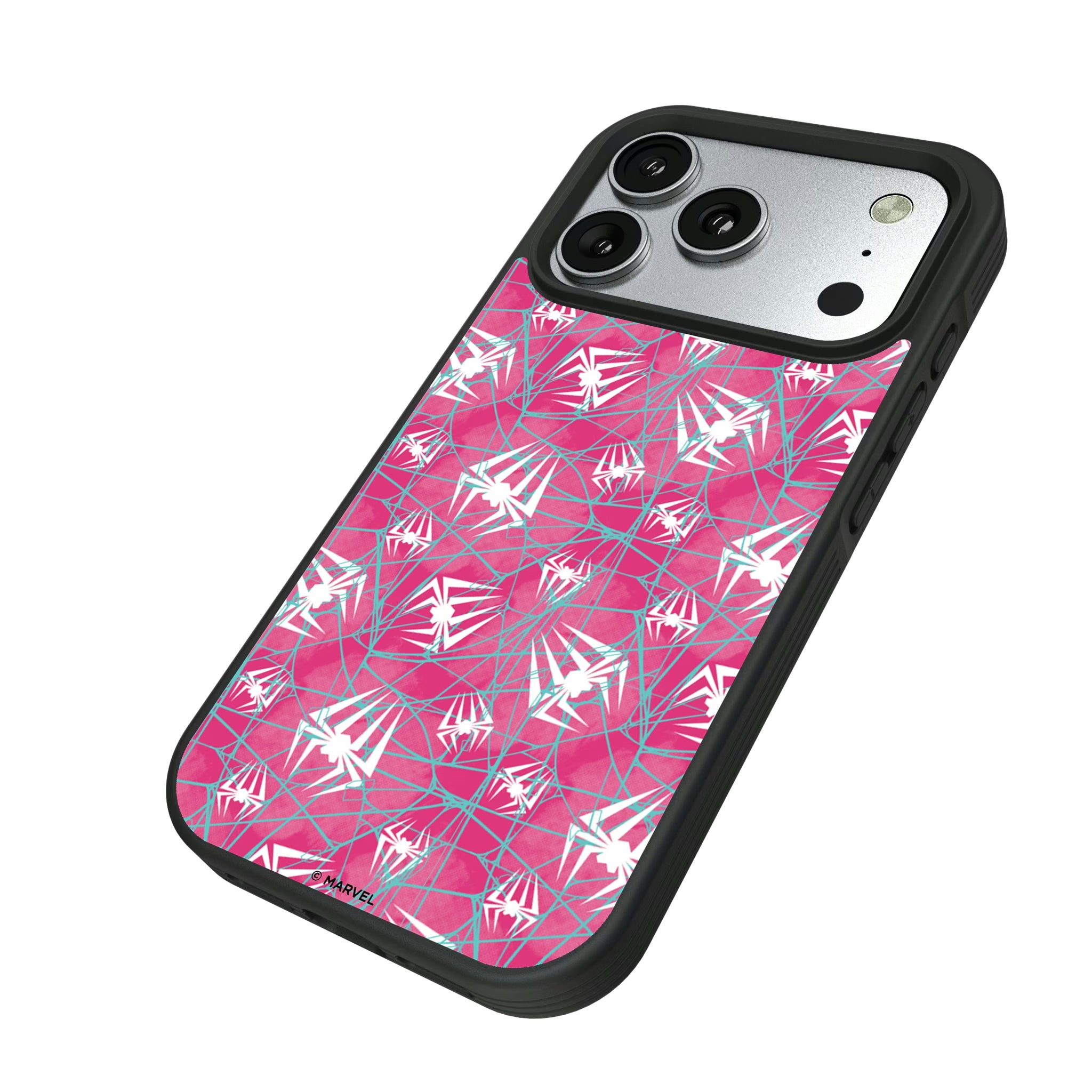 Marvel Spider-Gwen Pattern iPhone Bump Phone Case for Apple iPhone - Isometric View#Device_iPhone 17 Pro