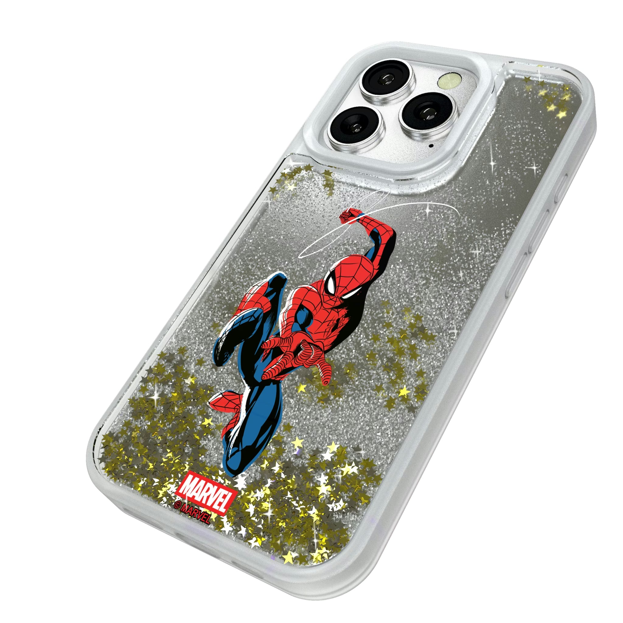 Marvel Spider-Man Badge iPhone Glitter Phone Case for Apple iPhone - Isometric View#Device_iPhone 16 Pro
