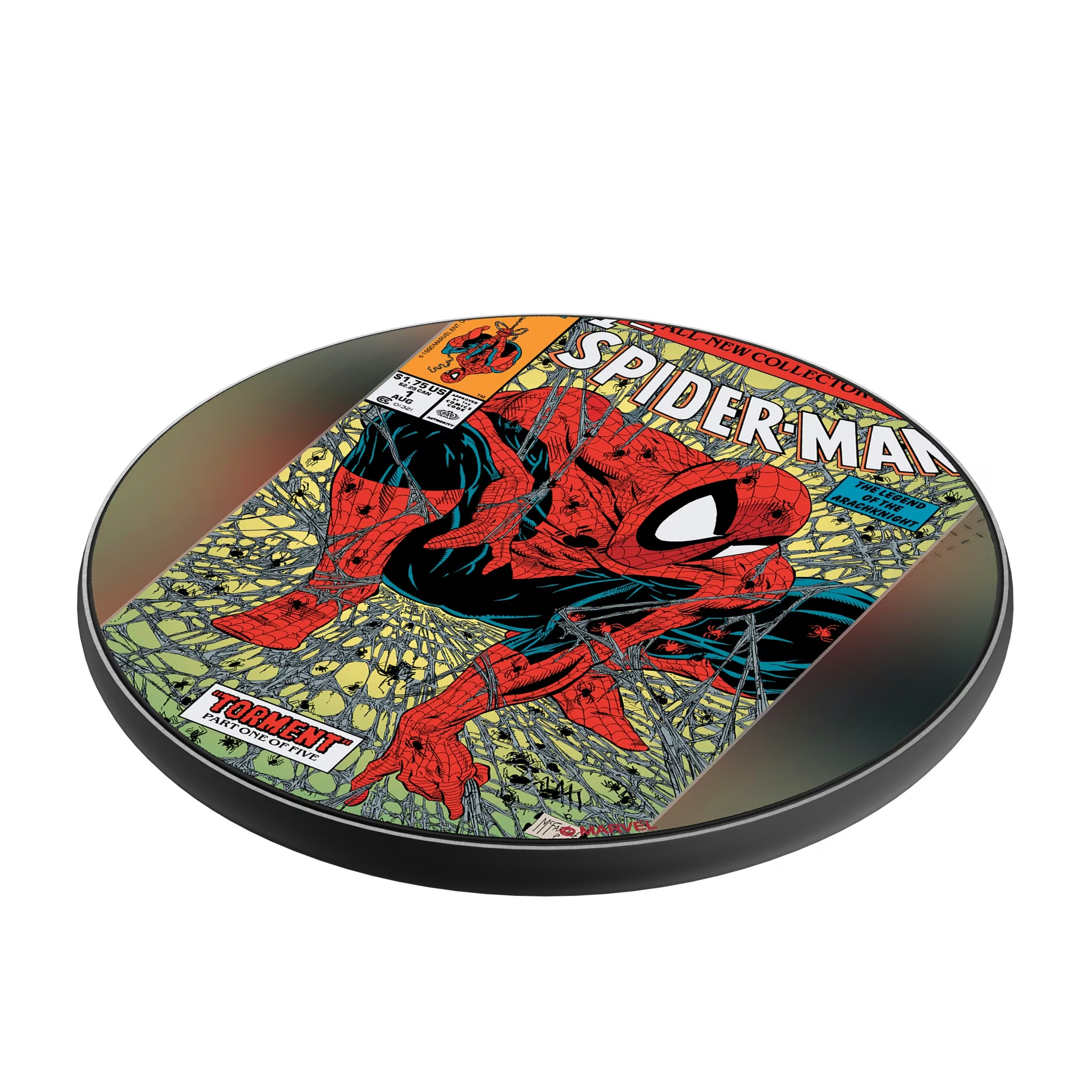 Marvel Spider-Man Classic Cover 15-Watt Wireless Charger - Isometric View