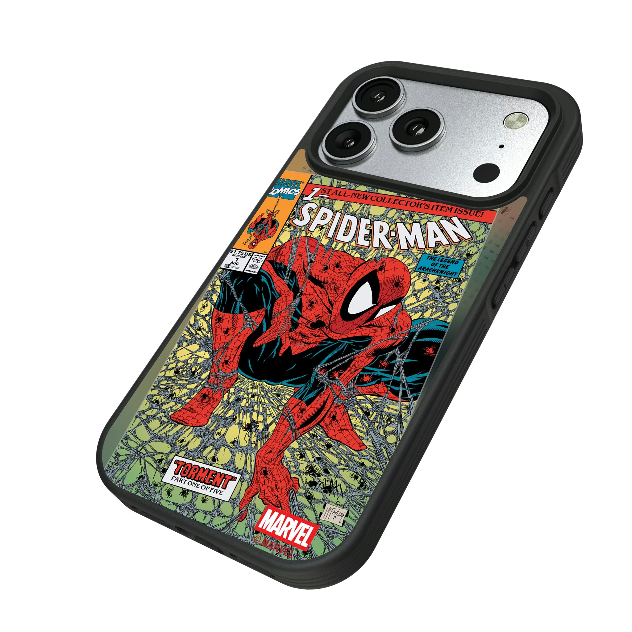 Marvel Spider-Man Classic Cover iPhone Bump Phone Case for Apple iPhone - Isometric View#Device_iPhone 17 Pro