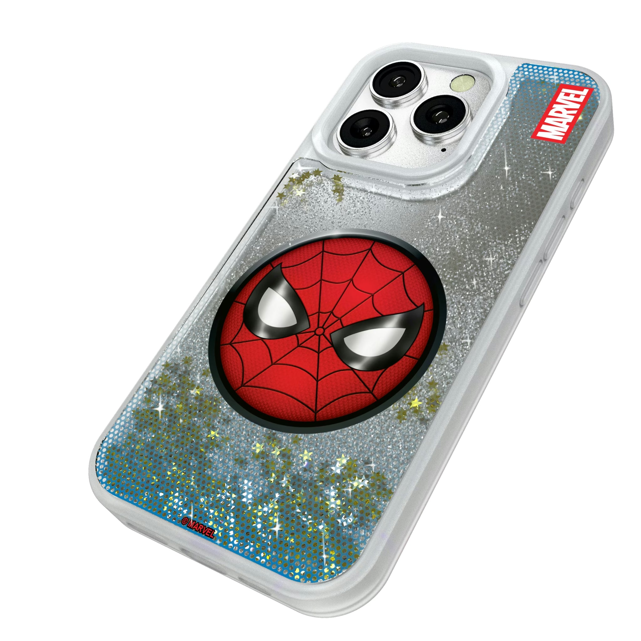 Marvel Spider-Man Grid iPhone Glitter Phone Case for Apple iPhone - Isometric View#Device_iPhone 16 Pro