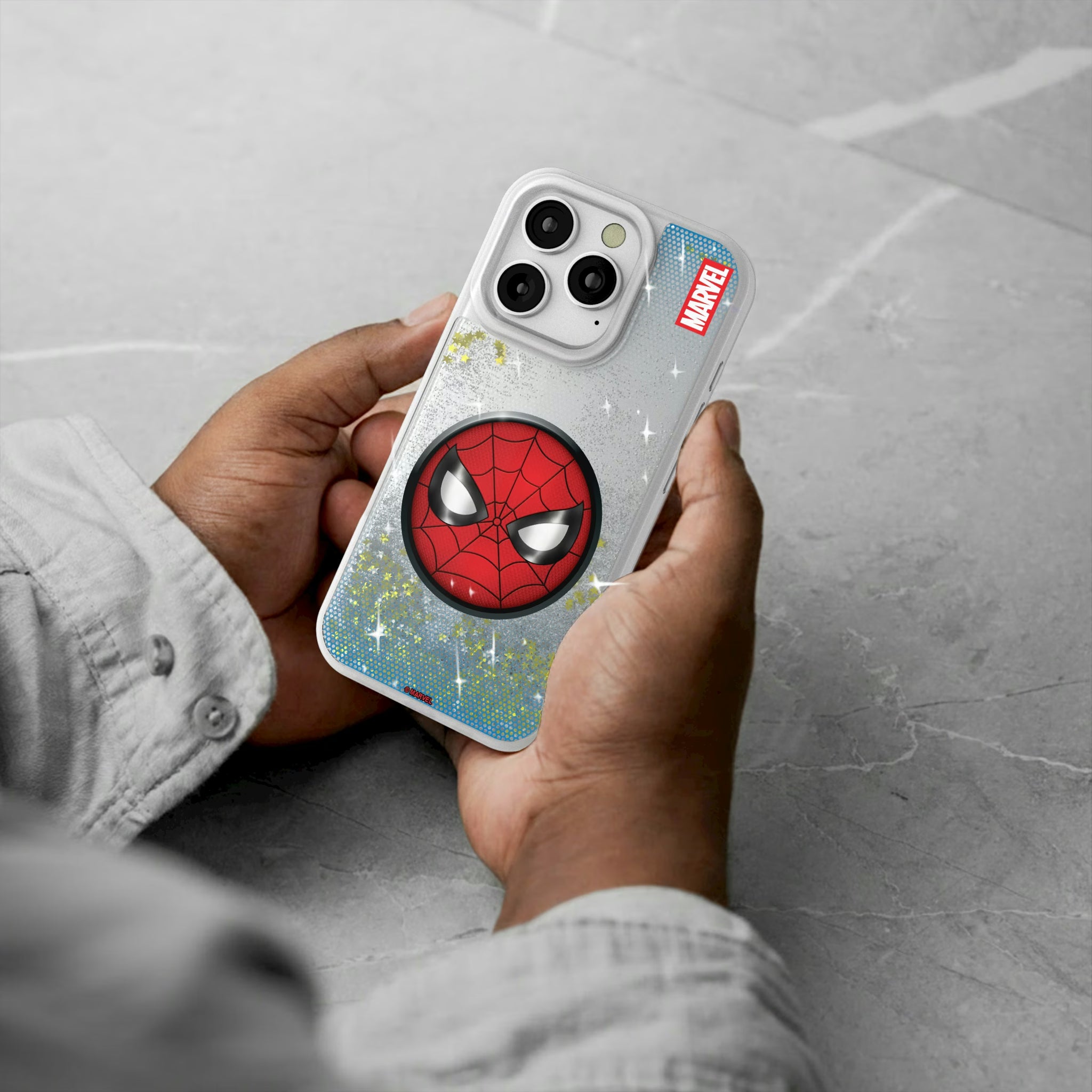 Marvel Spider-Man Grid iPhone Glitter Phone Case for Apple iPhone - Lifestyle#Device_iPhone 16 Pro