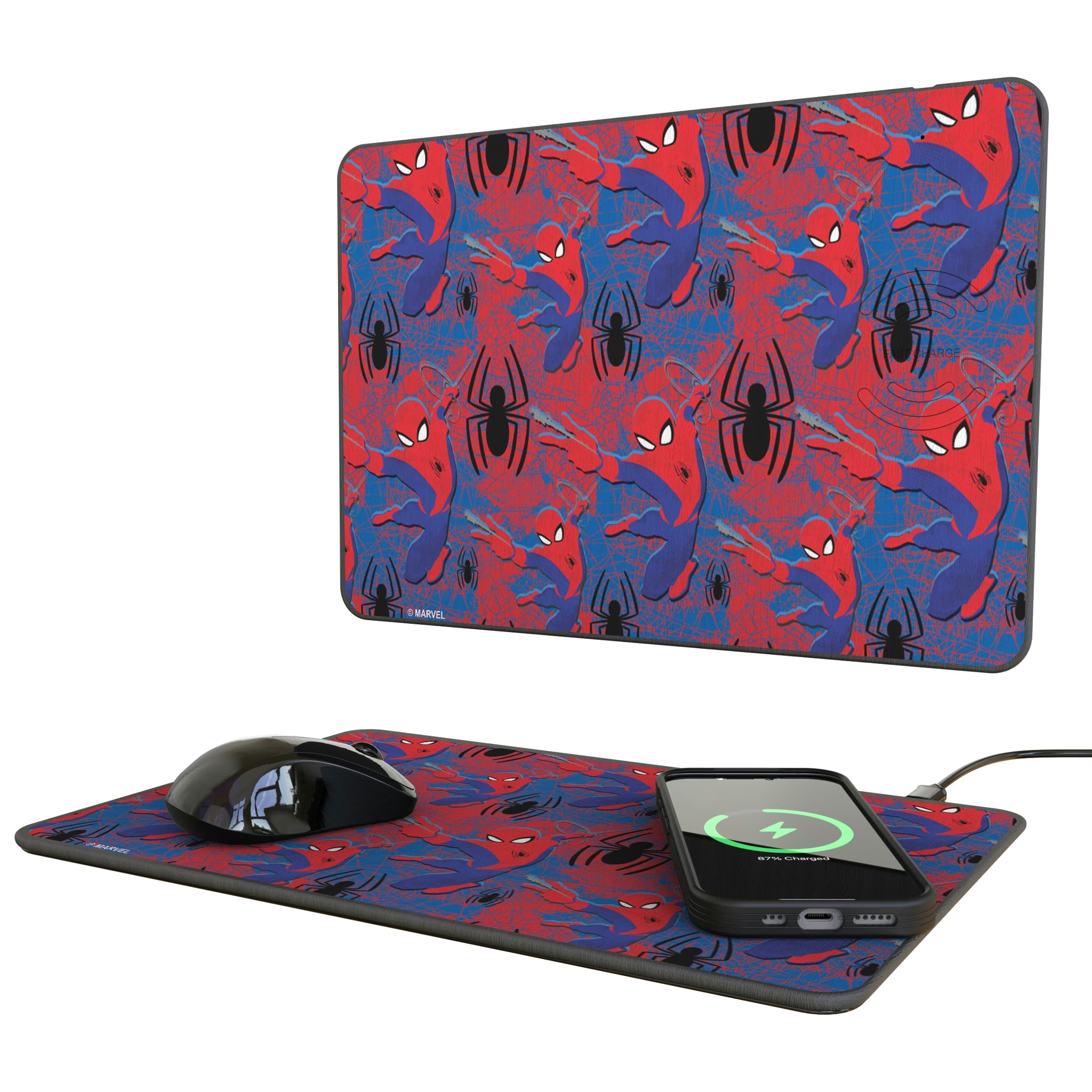 Marvel Spider-Man Pattern 15-Watt Wireless Charger and Mouse Pad