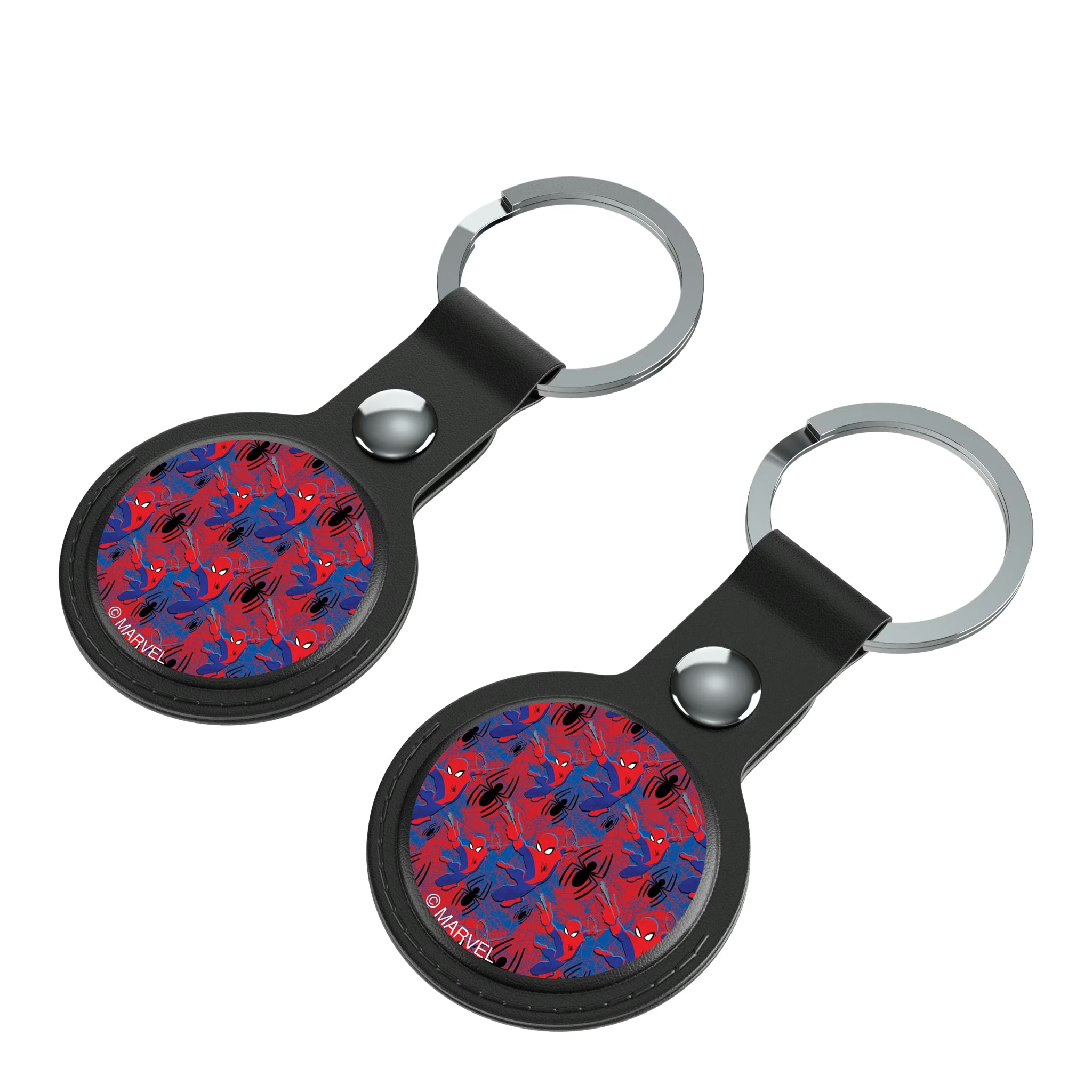 Marvel Spider-Man Pattern AirTag Black Airtag Holder 2-Pack - Isometric View