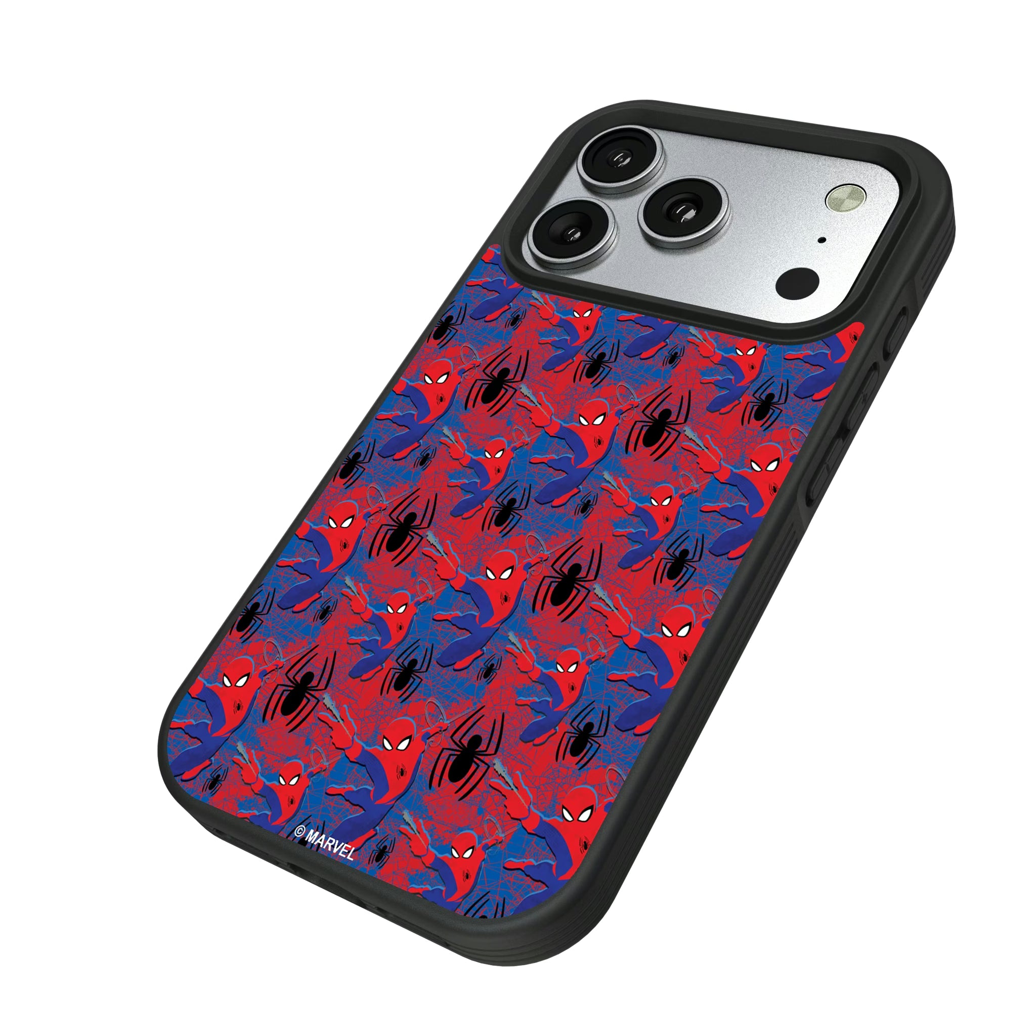 Marvel Spider-Man Pattern iPhone Bump Phone Case for Apple iPhone - Isometric View#Device_iPhone 17 Pro