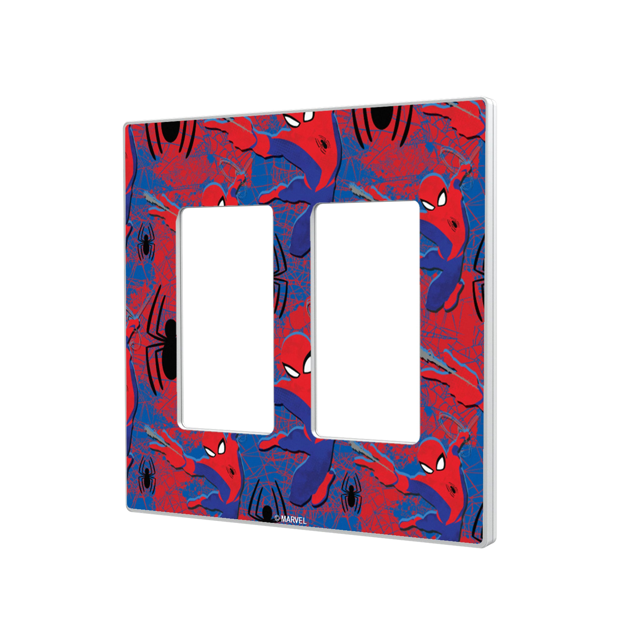 Marvel Spider-Man Pattern Hidden-Screw Light Switch Plate#Style_Double Rocker