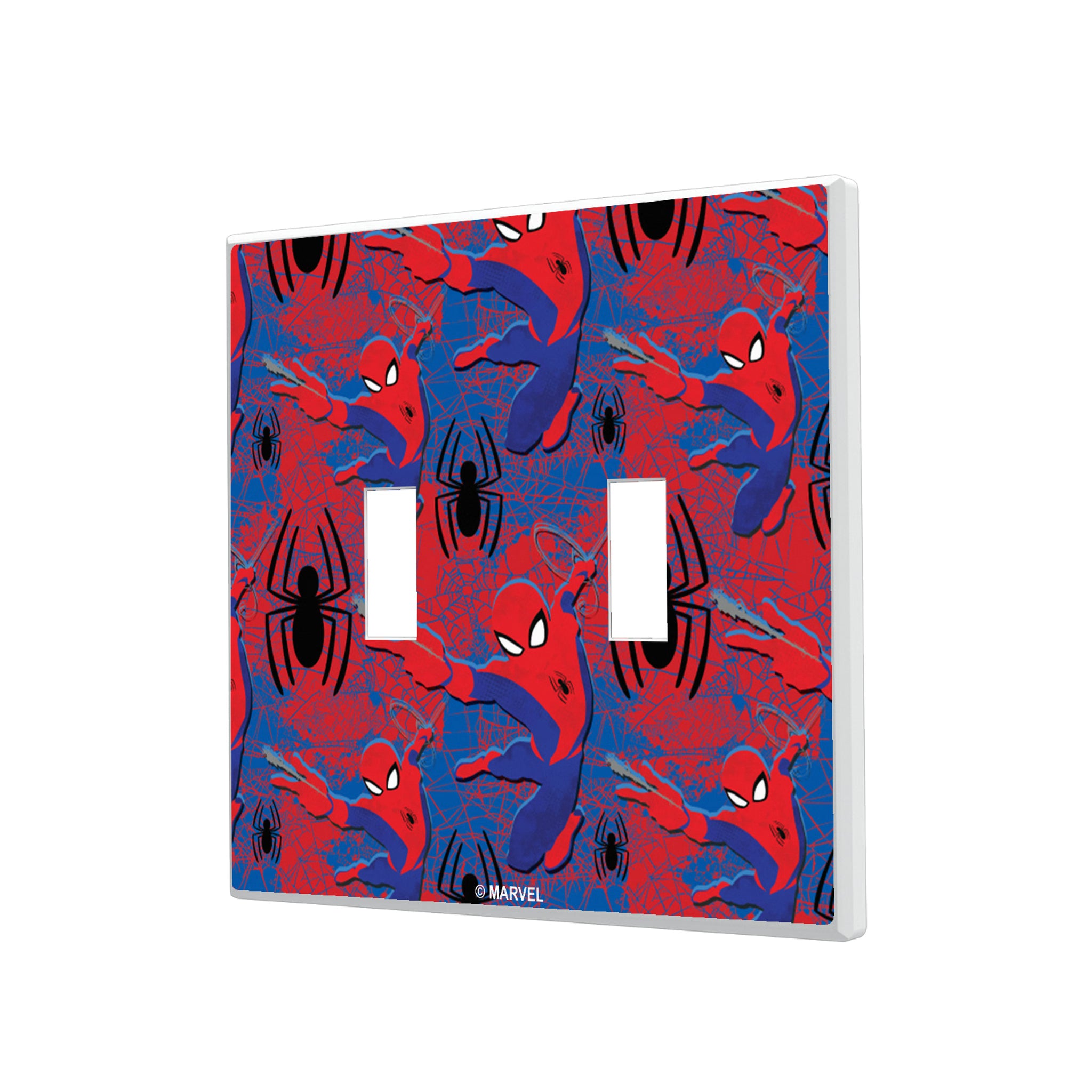 Marvel Spider-Man Pattern Hidden-Screw Light Switch Plate#Style_Double Toggle