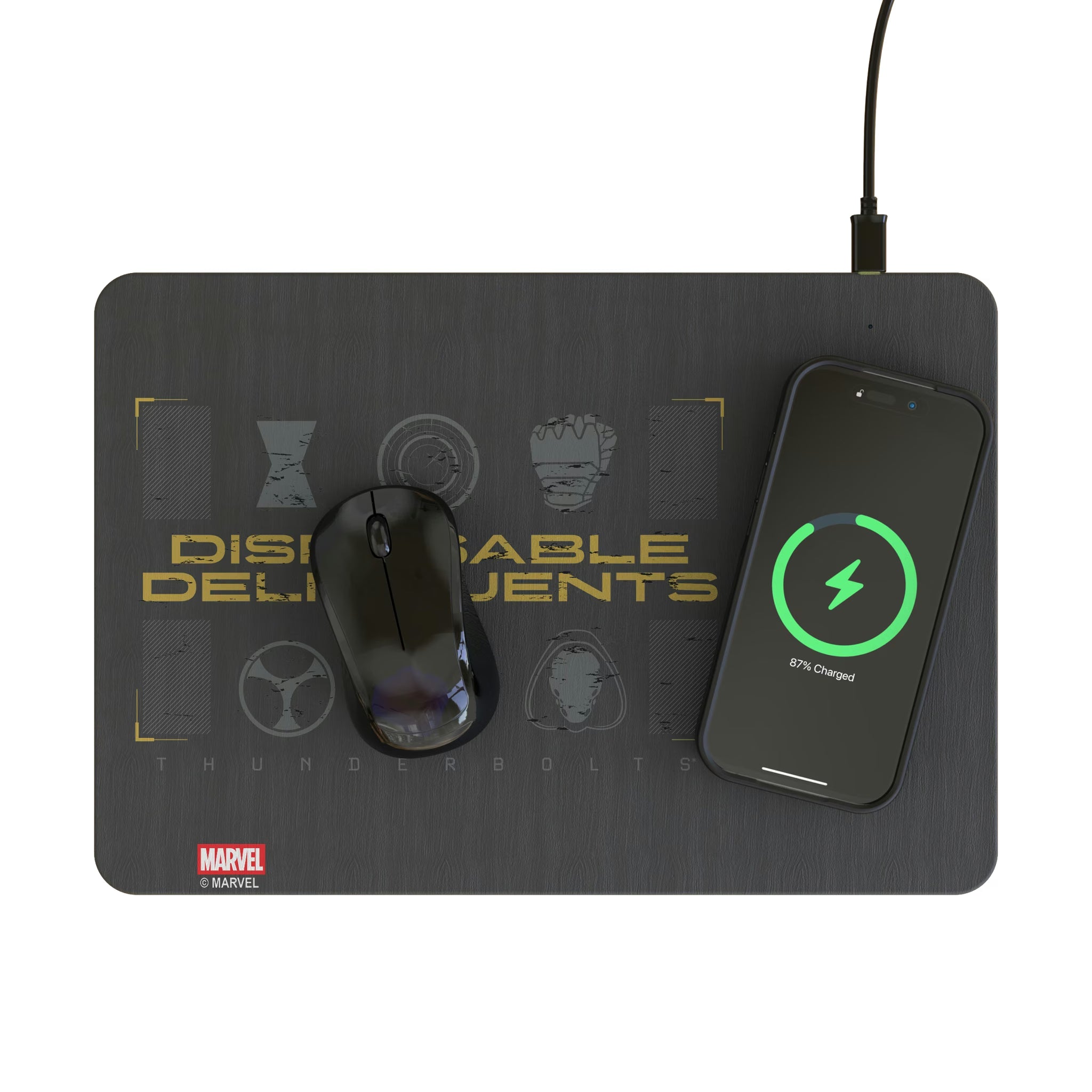 Marvel Thunderbolts Badge 15-Watt Wireless Charger and Mouse Pad - Lifestyle