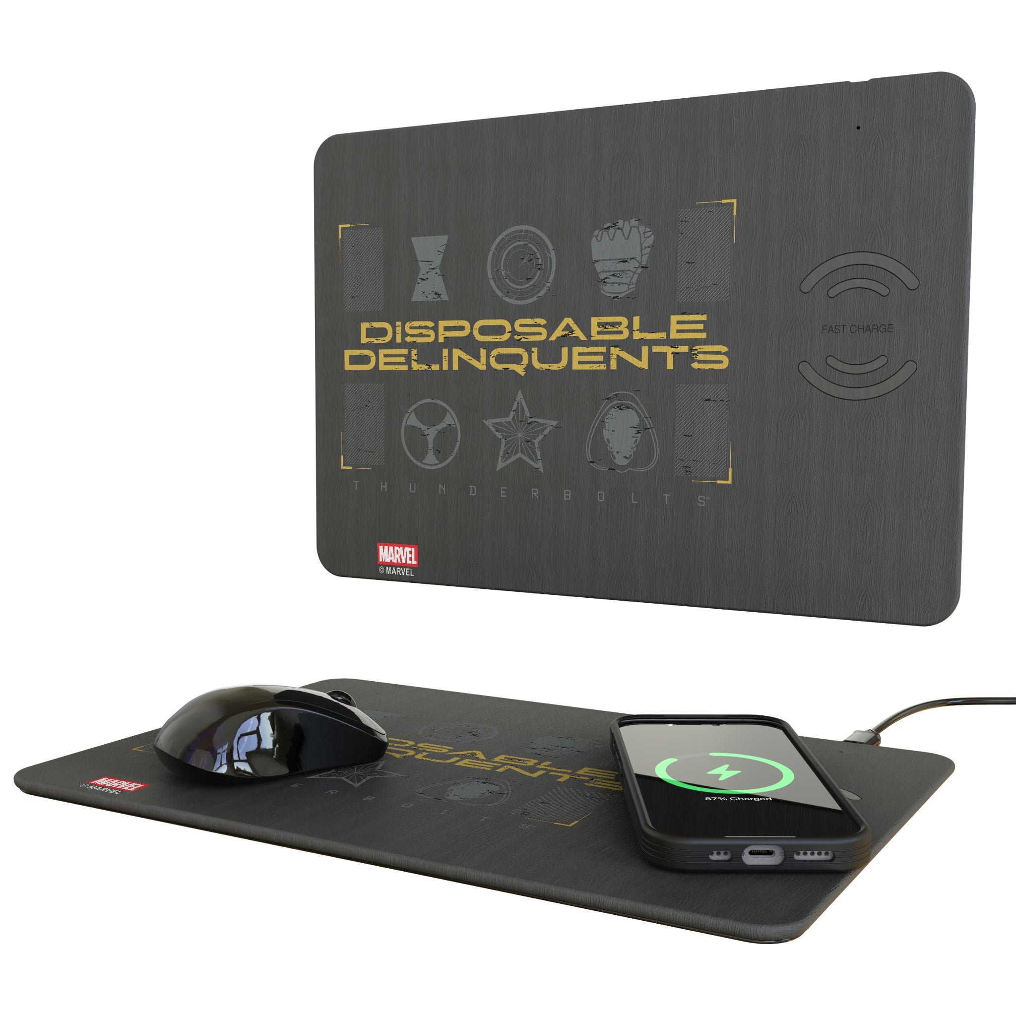 Marvel Thunderbolts Badge 15-Watt Wireless Charger and Mouse Pad