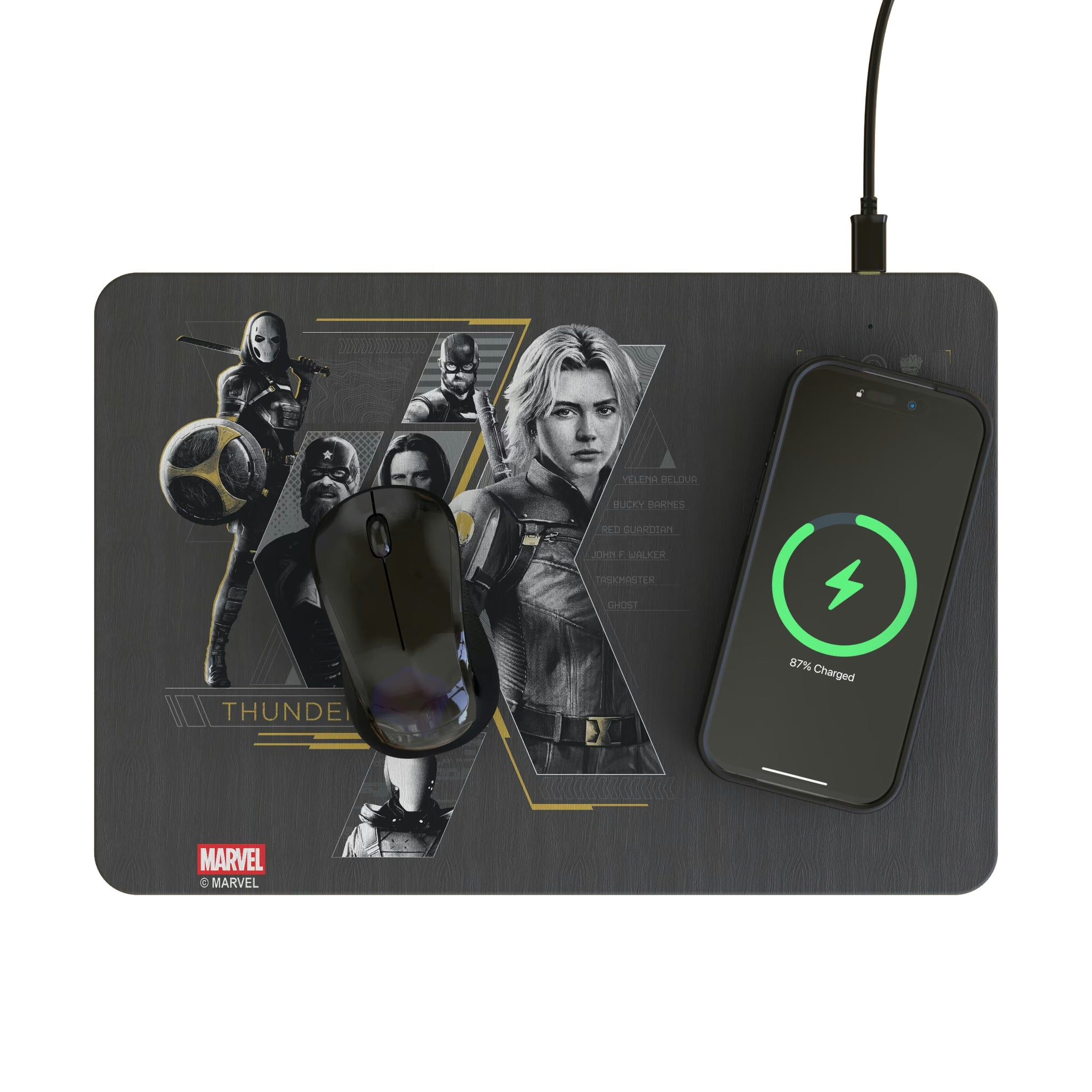 Marvel Thunderbolts Badge 15-Watt Wireless Charger and Mouse Pad - Lifestyle