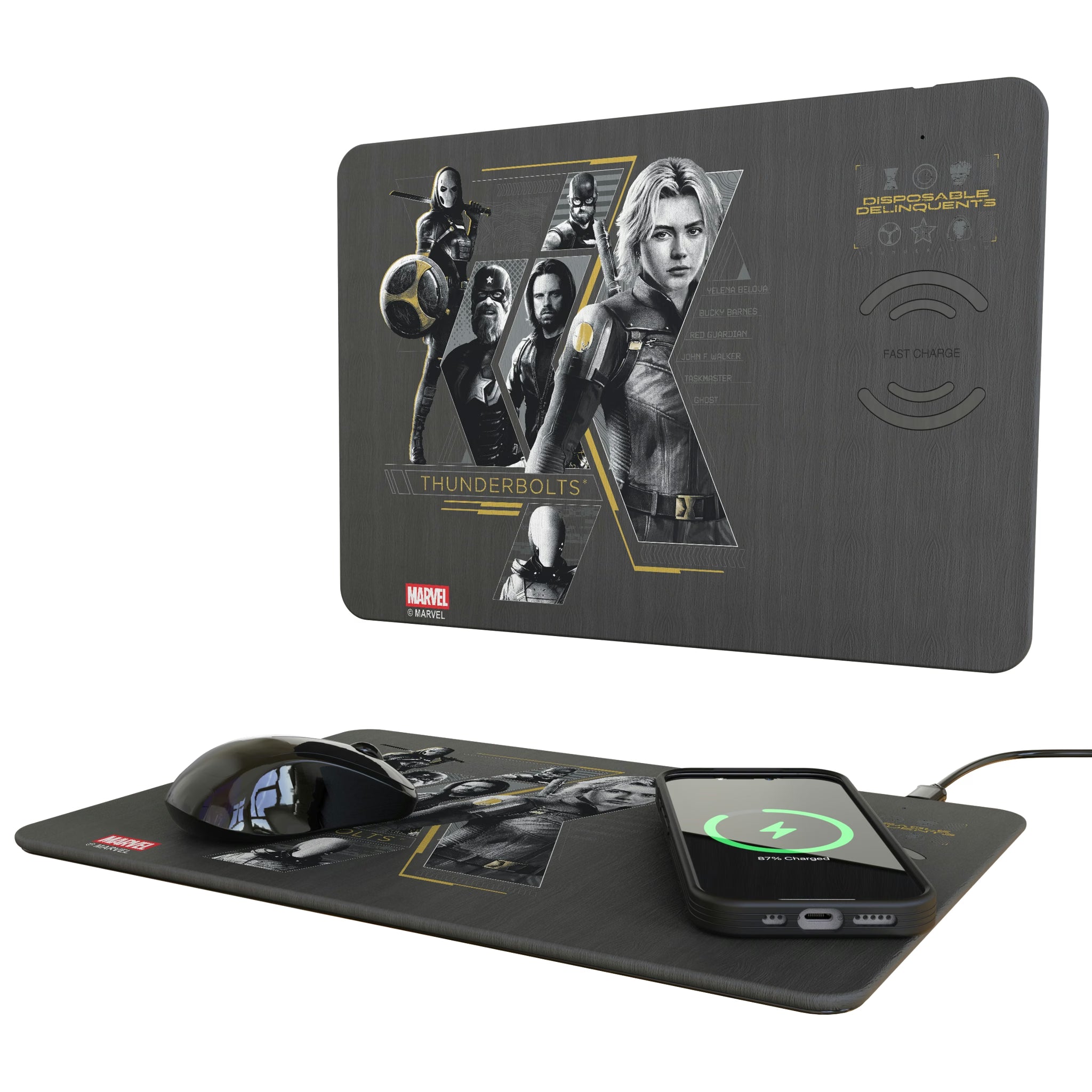 Marvel Thunderbolts Badge 15-Watt Wireless Charger and Mouse Pad