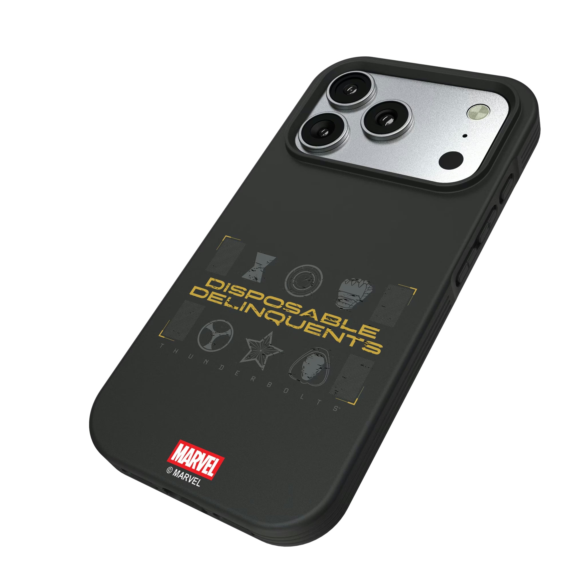 Marvel Thunderbolts Badge iPhone Bump Phone Case for Apple iPhone - Isometric View#Device_iPhone 17 Pro