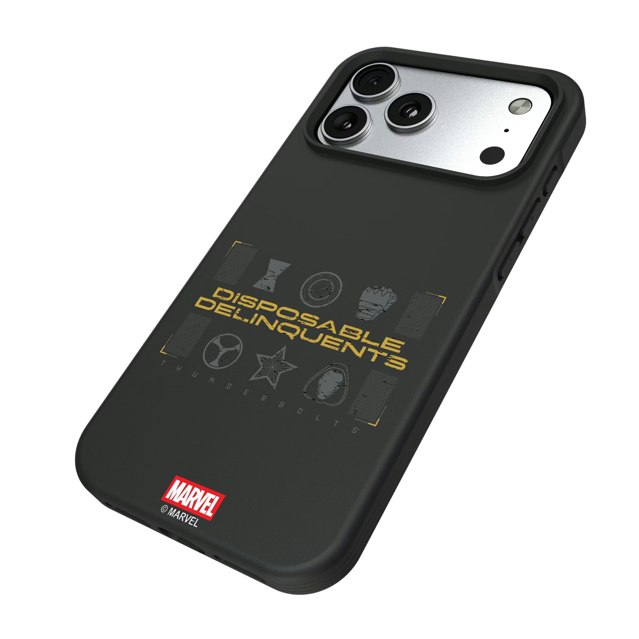 Marvel Thunderbolts Badge iPhone Bump Phone Case for Apple iPhone - Isometric View#Device_iPhone 17 Pro Max