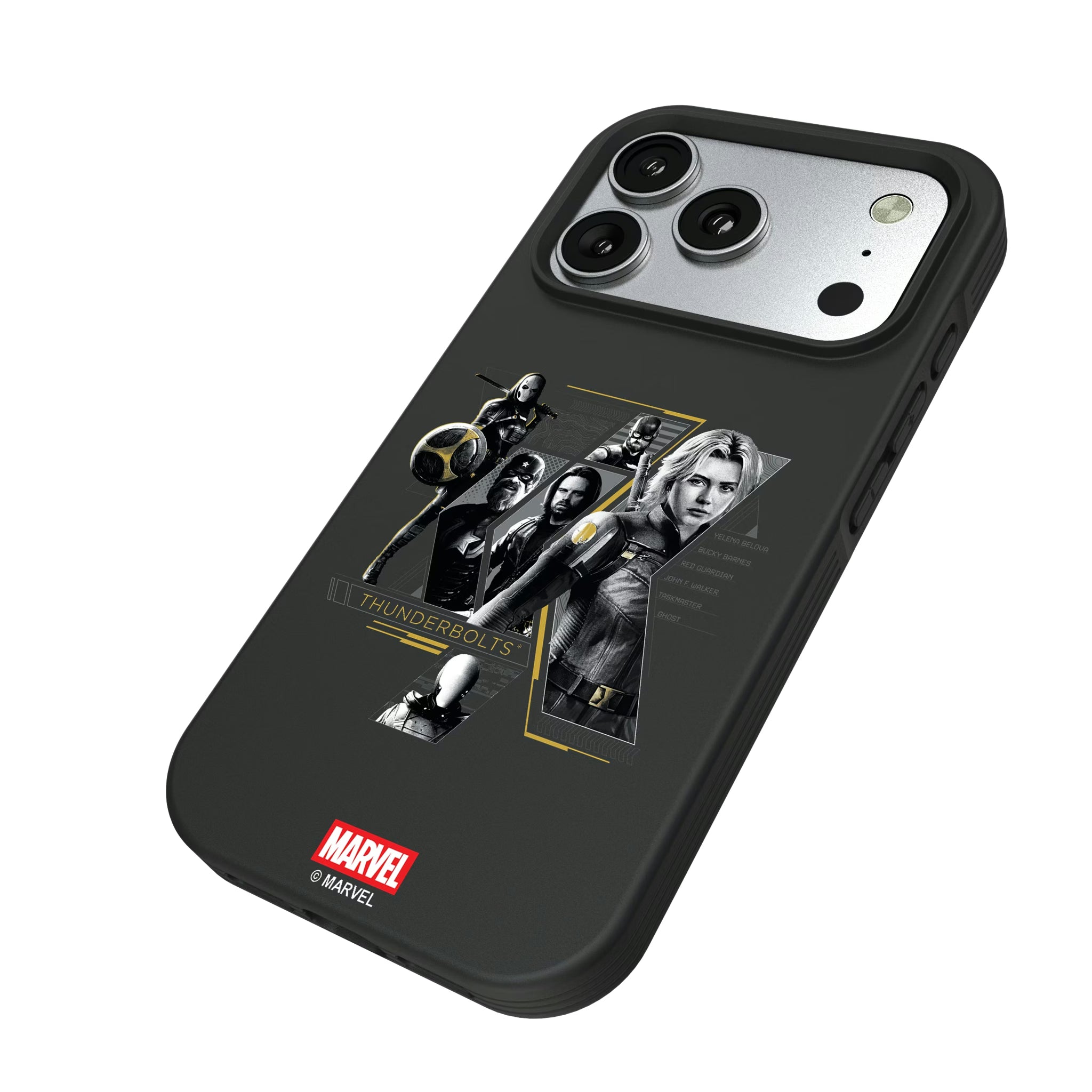Marvel Thunderbolts Badge iPhone Bump Phone Case for Apple iPhone - Isometric View#Device_iPhone 17 Pro