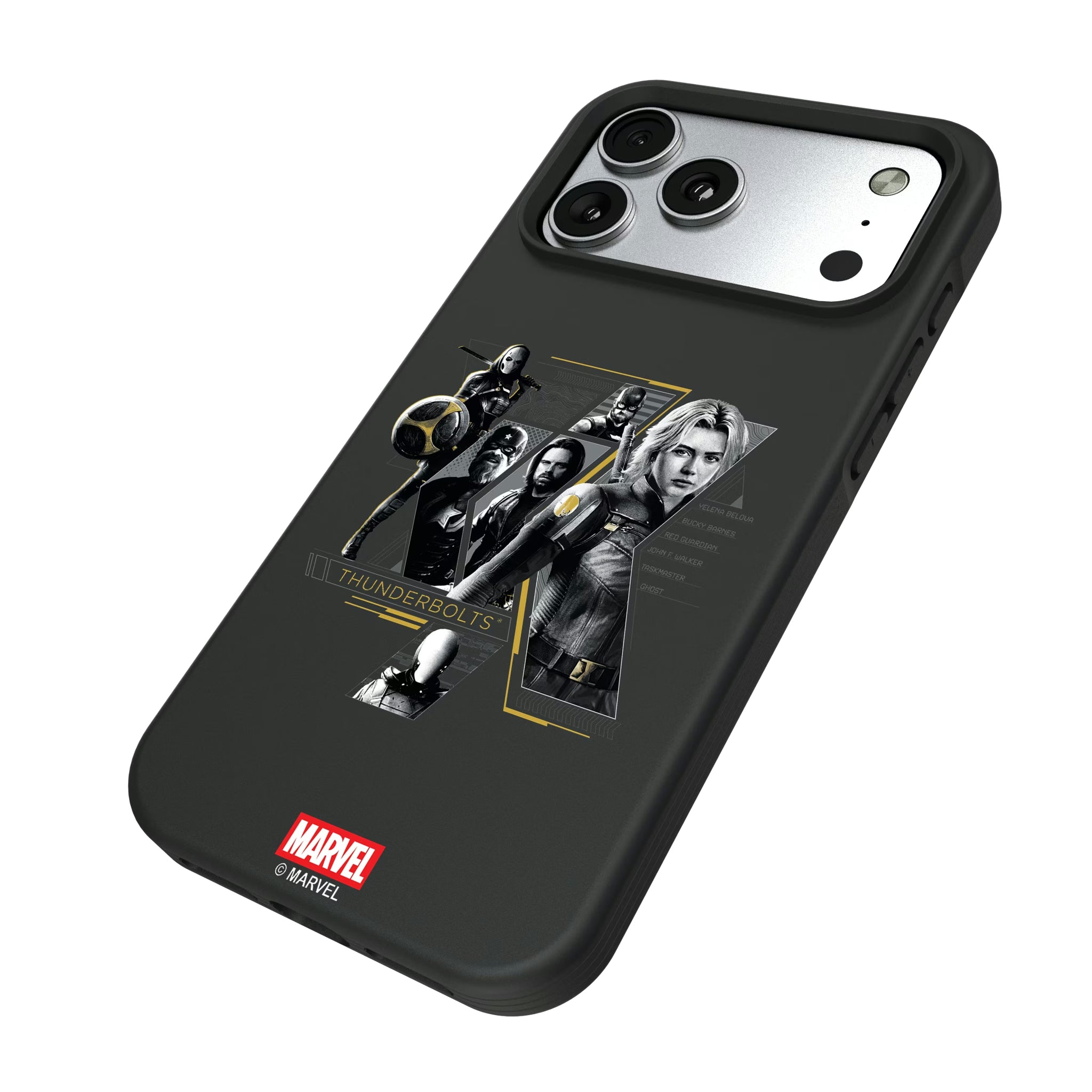 Marvel Thunderbolts Badge iPhone Bump Phone Case for Apple iPhone - Isometric View#Device_iPhone 17 Pro Max