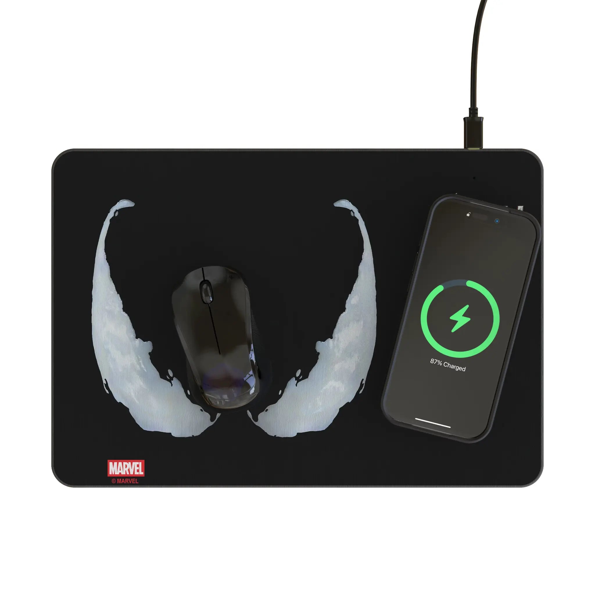 Marvel Venom Badge 15-Watt Wireless Charger and Mouse Pad - Lifestyle