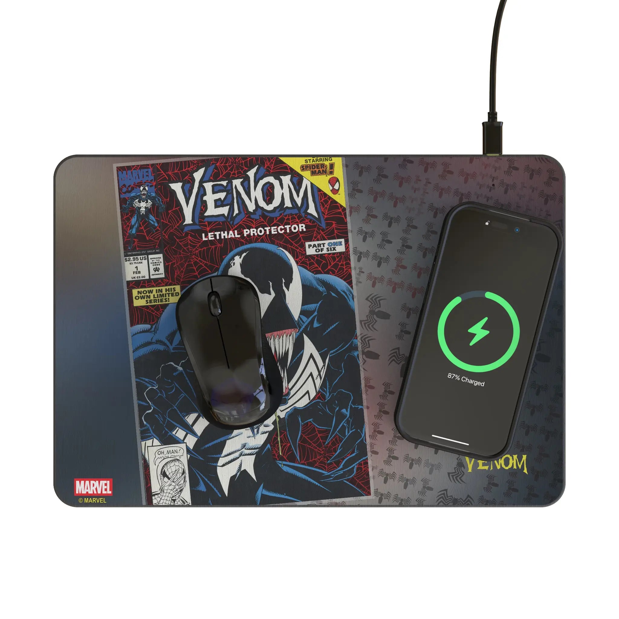 Marvel Venom Classic Cover 15-Watt Wireless Charger and Mouse Pad - Lifestyle