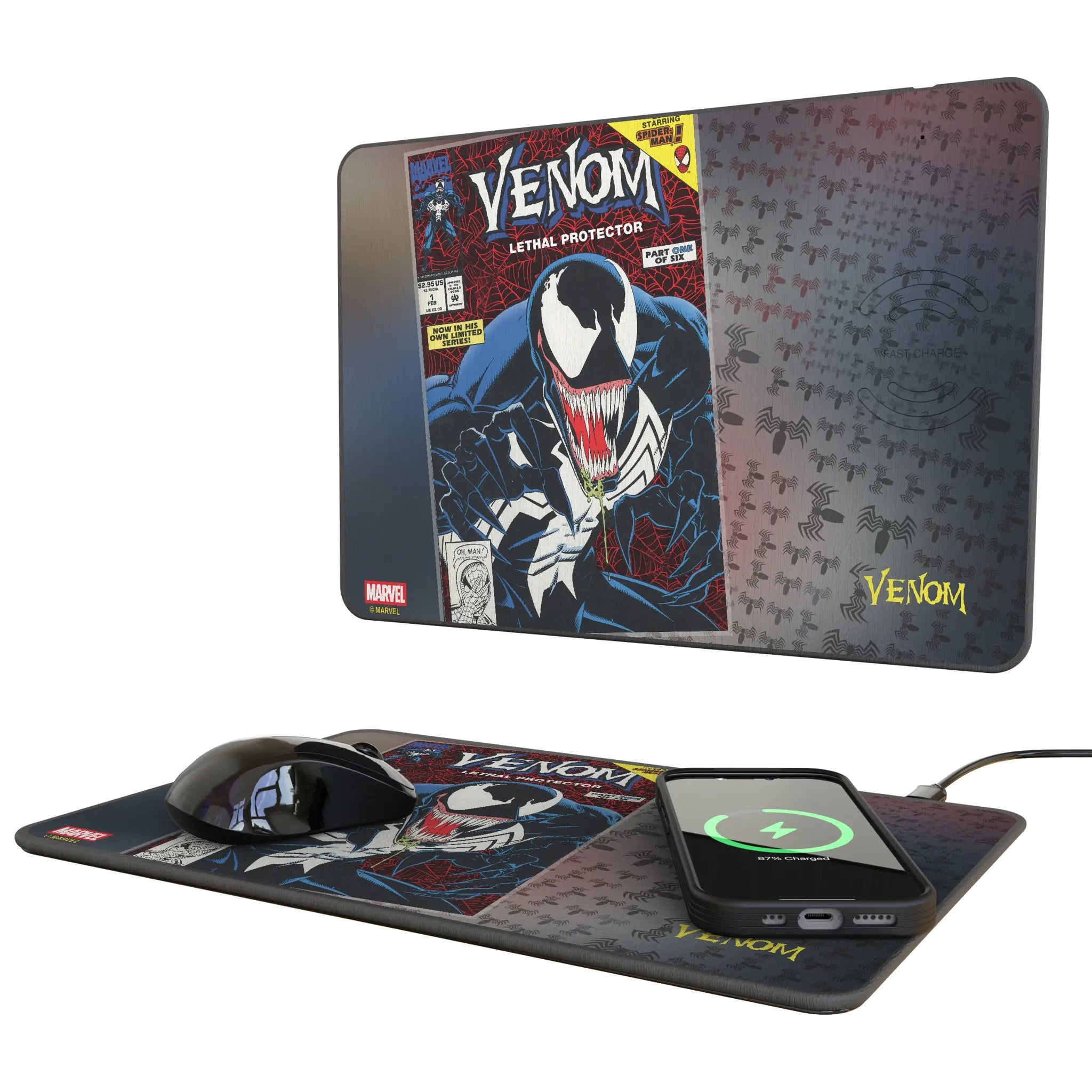 Marvel Venom Classic Cover 15-Watt Wireless Charger and Mouse Pad