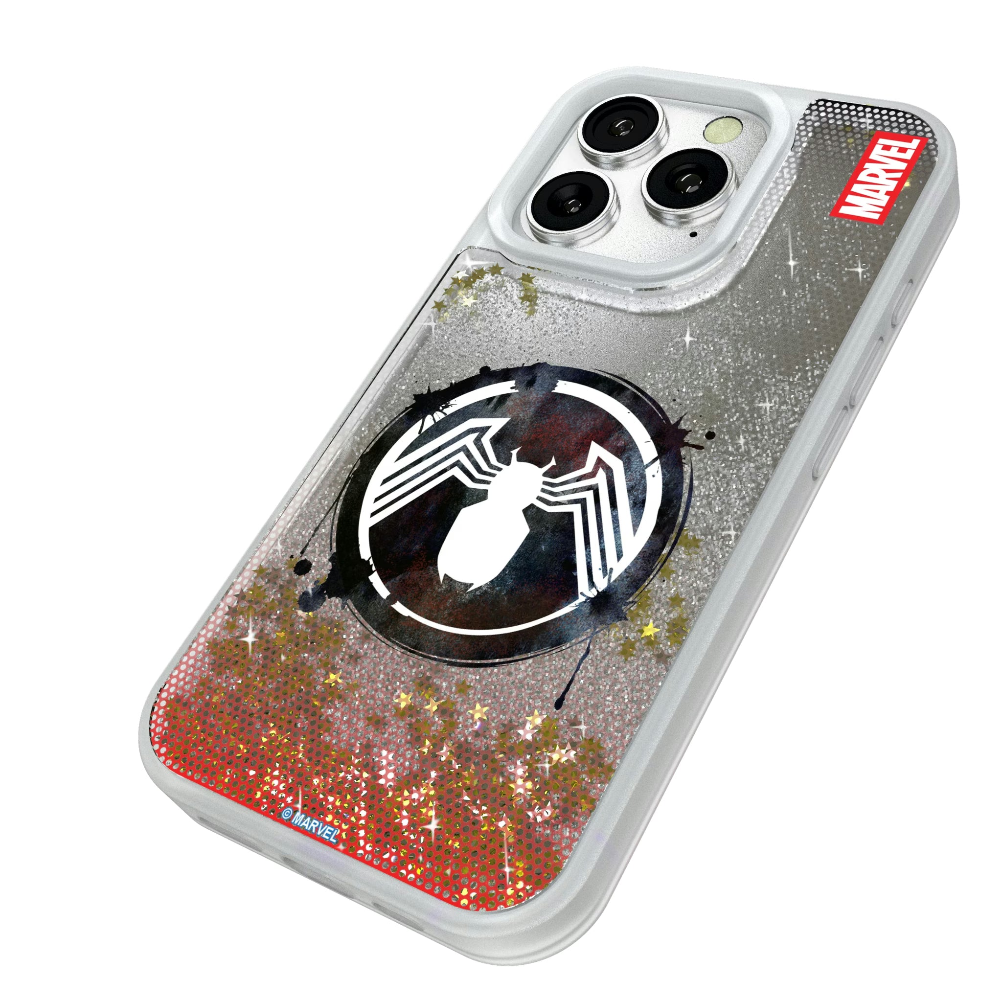 Marvel Venom Grid iPhone Glitter Phone Case for Apple iPhone - Isometric View#Device_iPhone 16 Pro