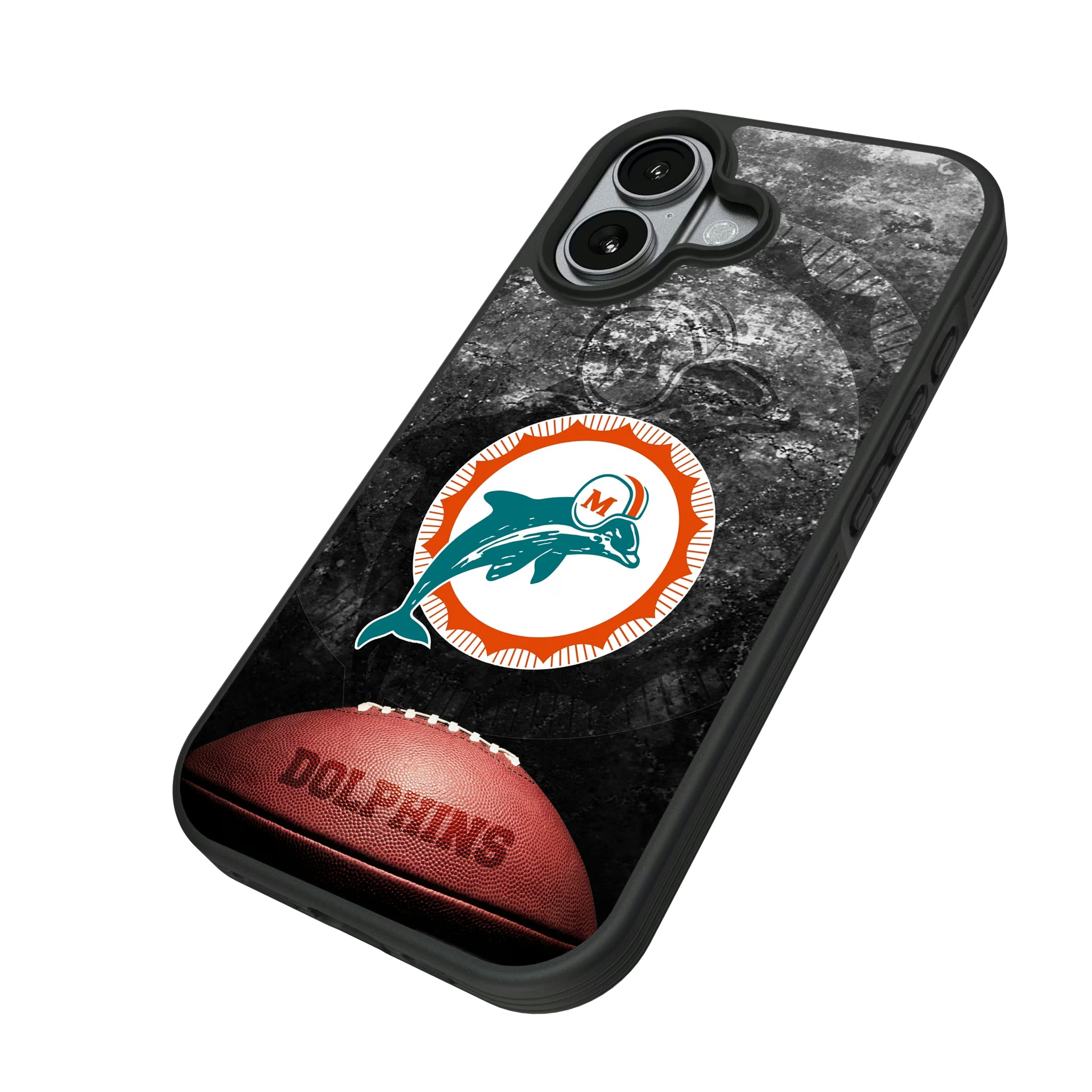 Miami Dolphins 1966-1973 Historic Collection Legendary iPhone Bump Phone Case for Apple iPhone - Isometric View#Device_iPhone 17
