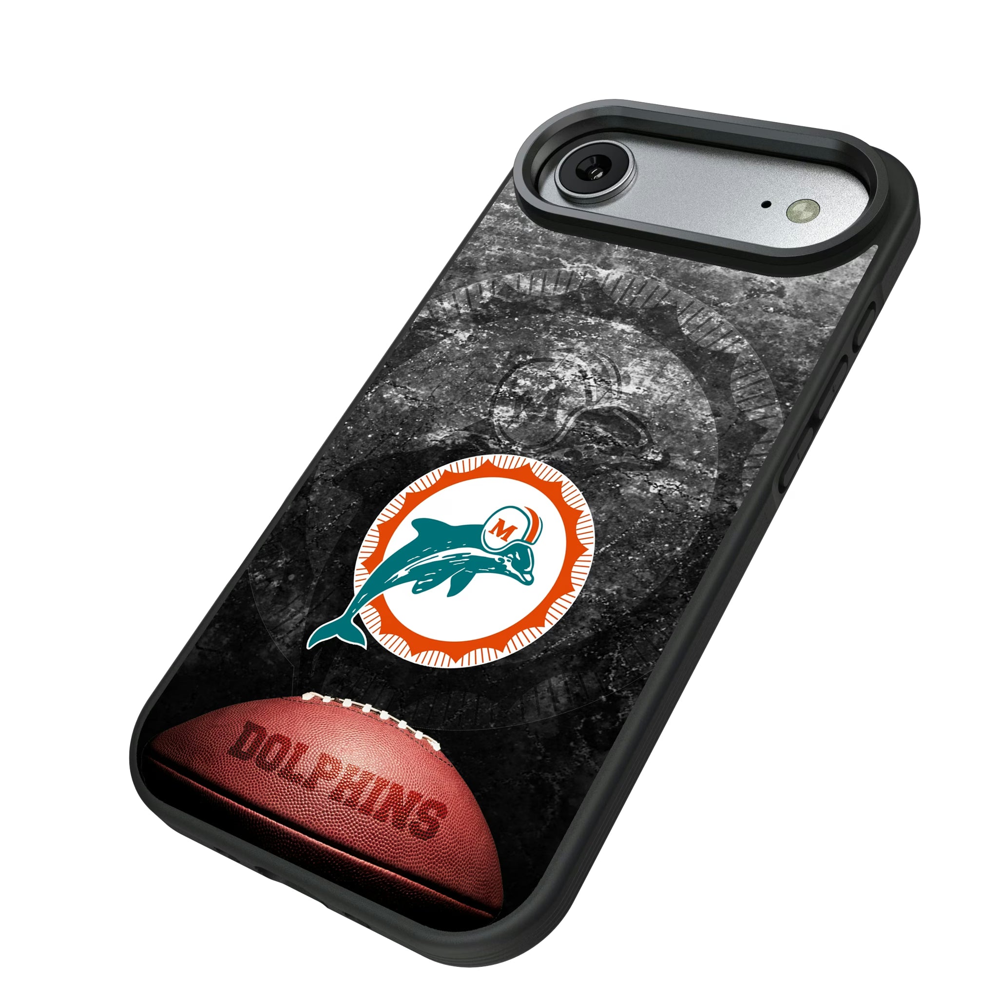 Miami Dolphins 1966-1973 Historic Collection Legendary iPhone Bump Phone Case for Apple iPhone - Isometric View#Device_iPhone Air