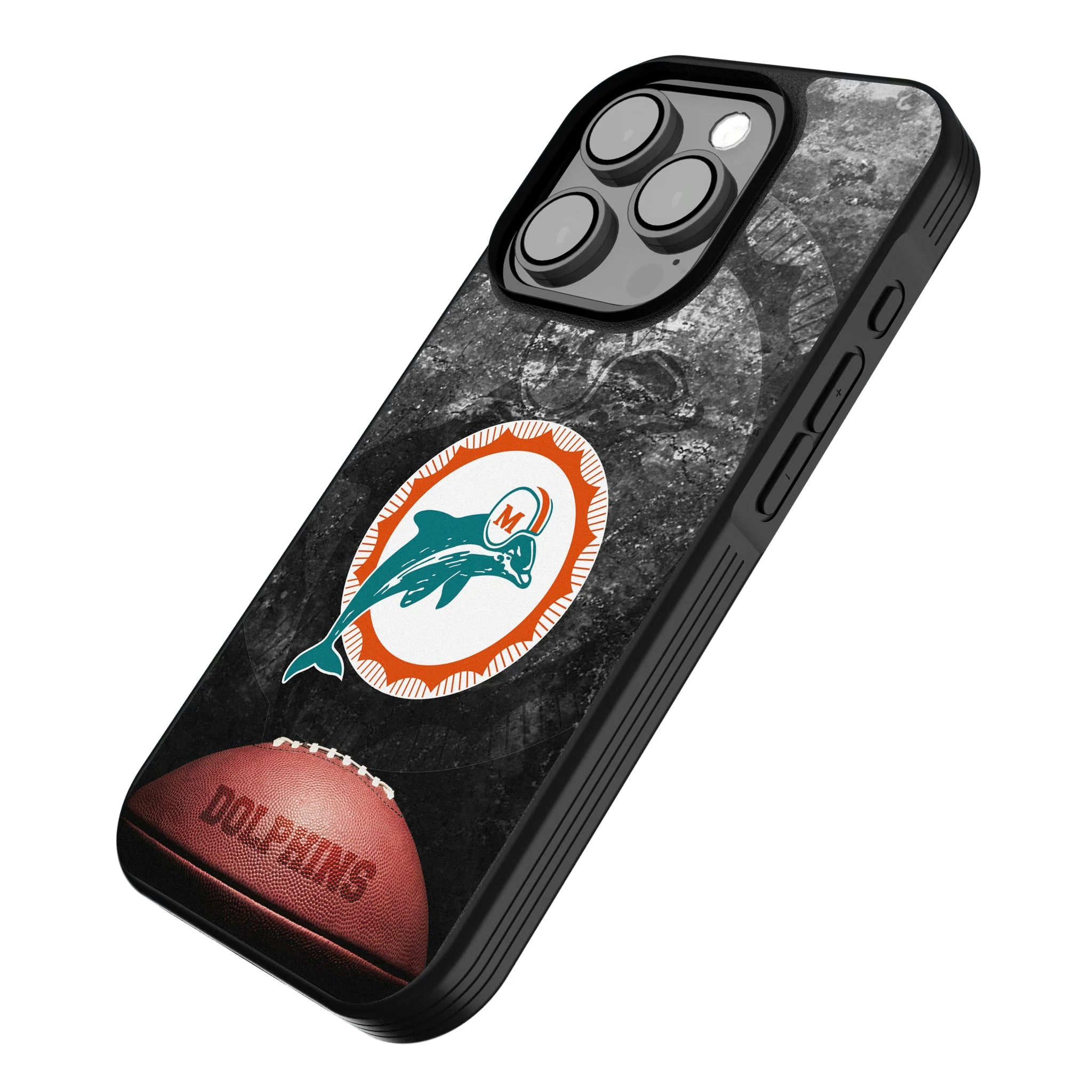 Miami Dolphins 1966-1973 Historic Collection Legendary iPhone Bump Phone Case for Apple iPhone - Isometric View