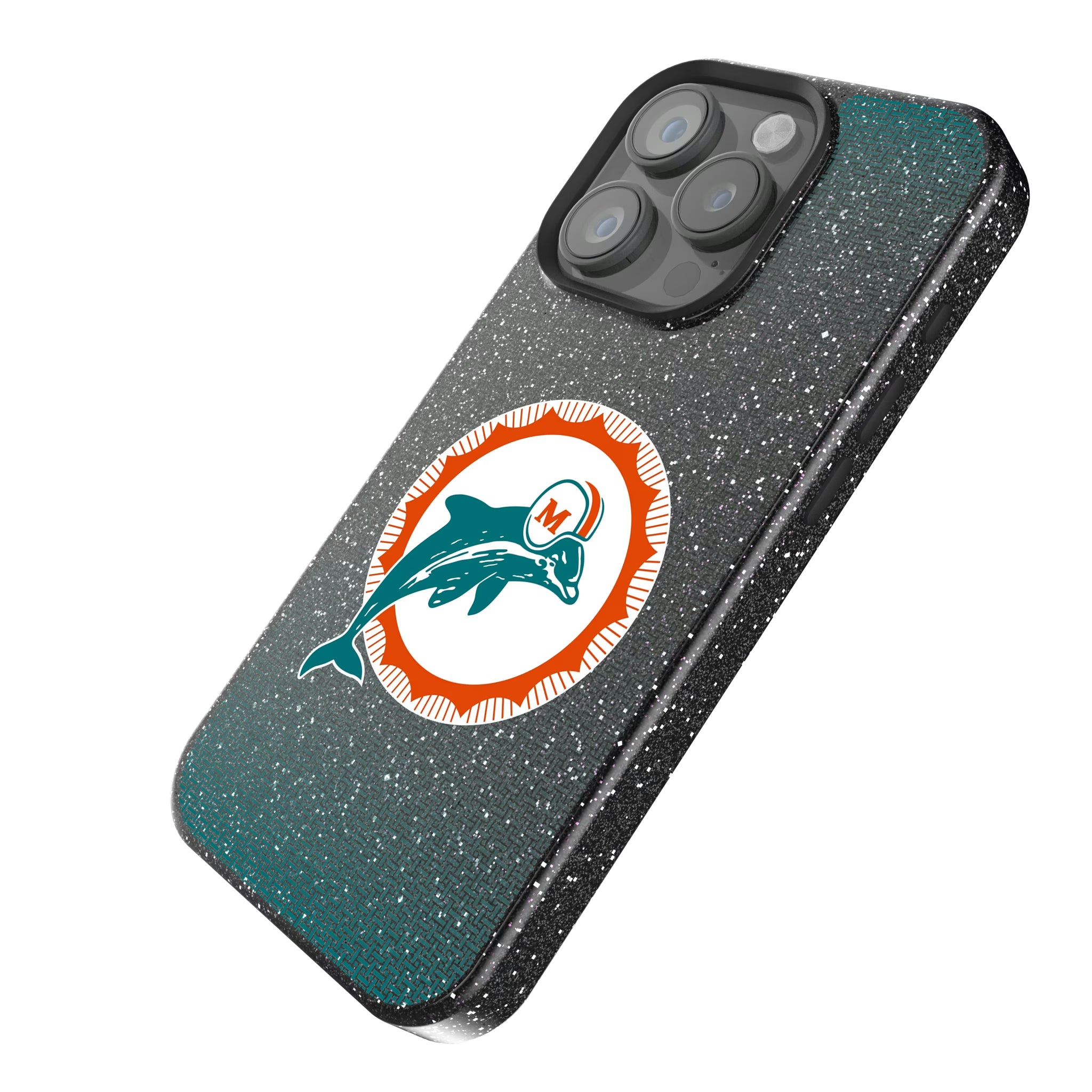 Miami Dolphins 1966-1973 Historic Collection Linen iPhone Bling Phone Case for Apple iPhone - Isometric View