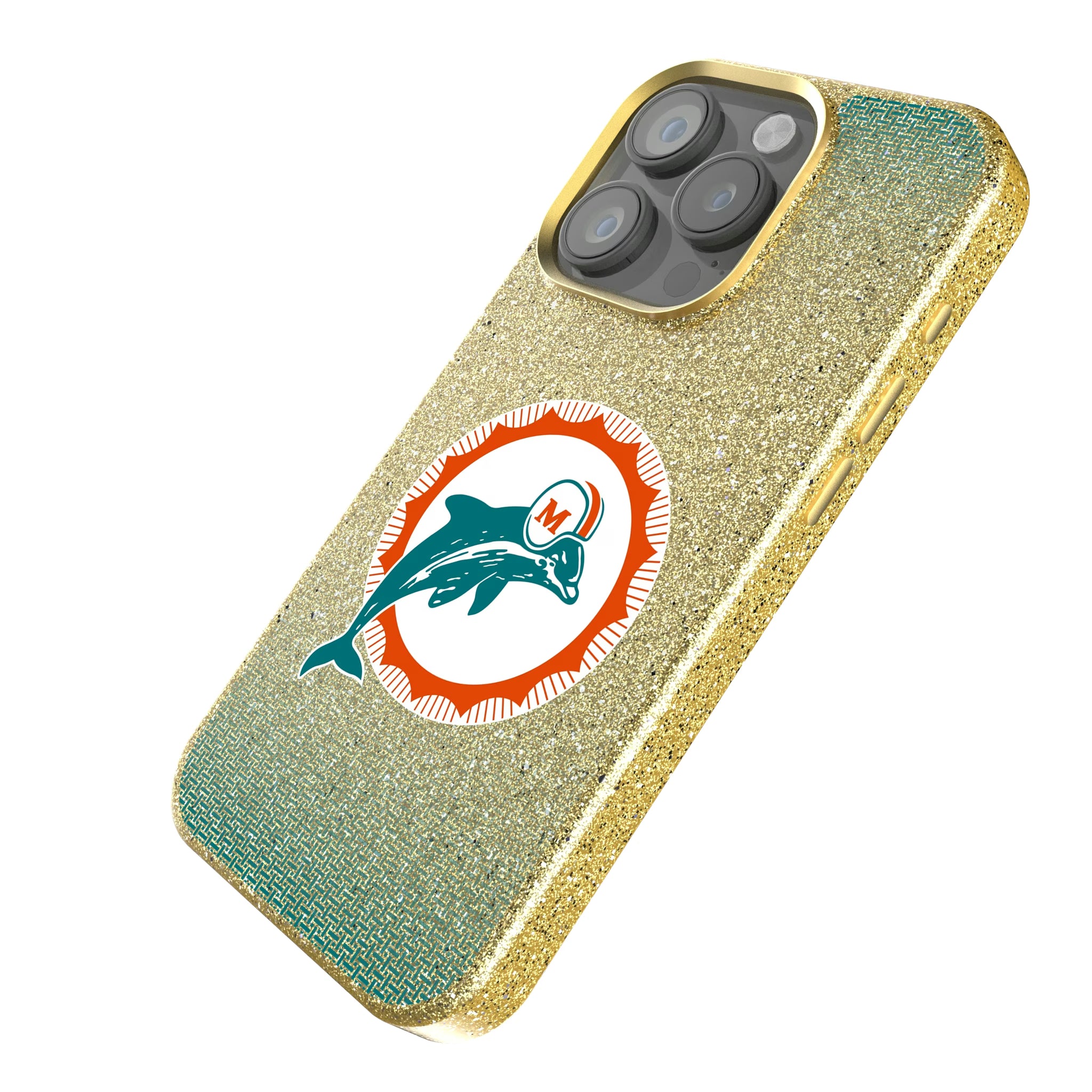 Miami Dolphins 1966-1973 Historic Collection Linen iPhone Bling Phone Case for Apple iPhone - Isometric View