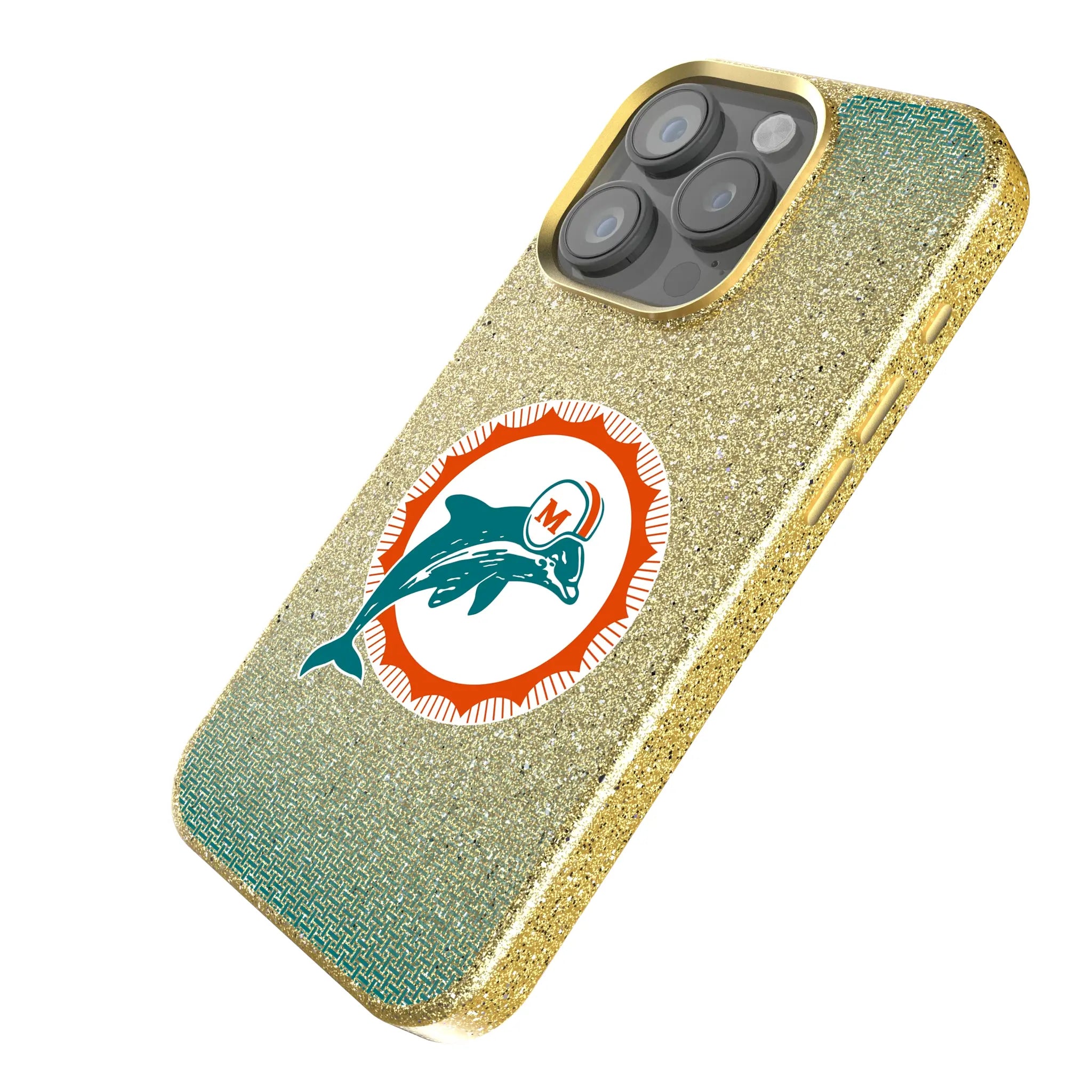 Miami Dolphins 1966-1973 Historic Collection Linen iPhone Bling Phone Case for Apple iPhone - Isometric View