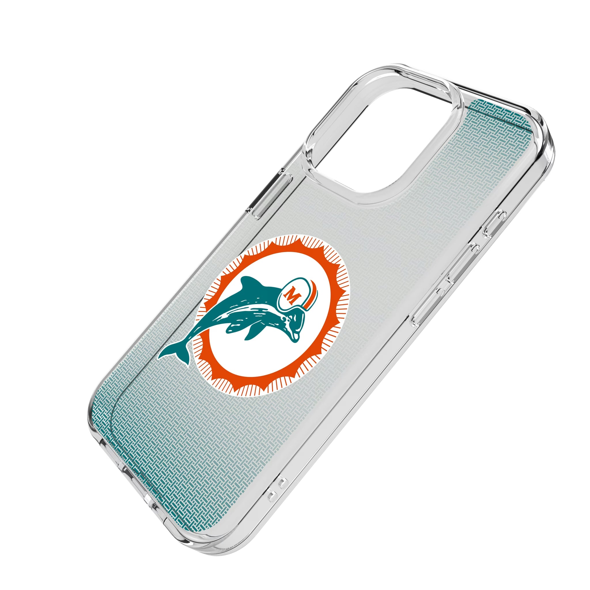 Miami Dolphins 1966-1973 Historic Collection Linen iPhone Clear Phone Case for Apple iPhone - Isometric View