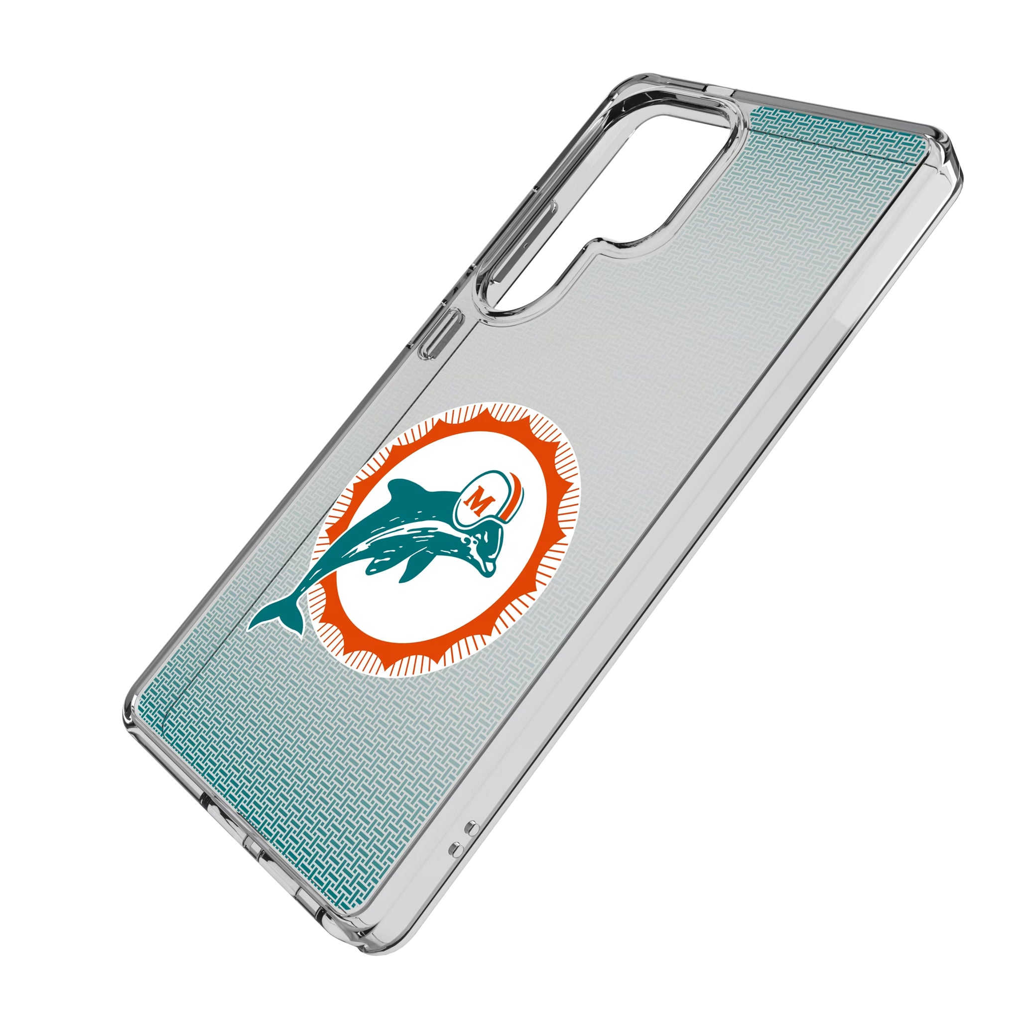 Miami Dolphins 1966-1973 Historic Collection Linen Galaxy Clear Phone Case for Samsung Galaxy - Isometric View