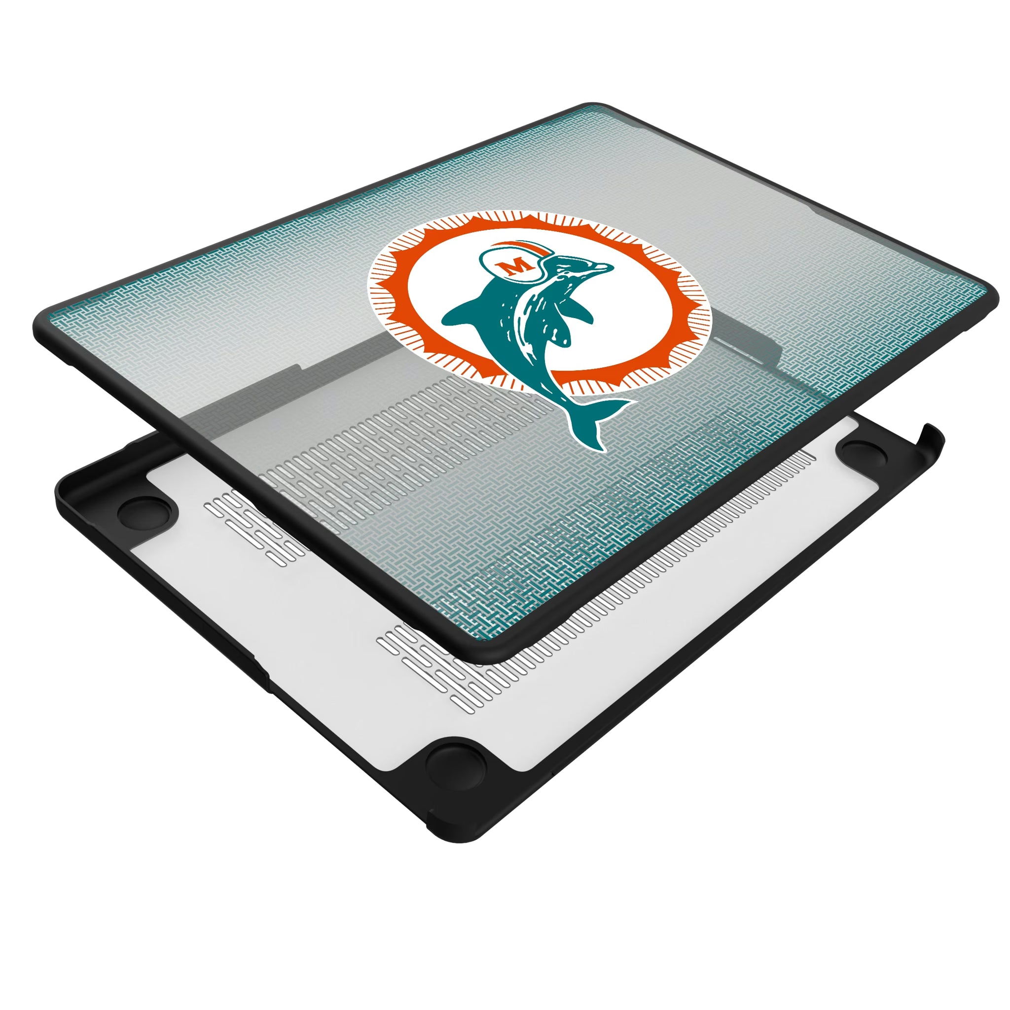 Miami Dolphins 1966-1973 Historic Collection Linen MacBook Laptop Case for Apple MacBook - Isometric View#Device_MacBook Pro (14-inch, 2021) / MacBook Pro (14-inch, 2023) / MacBook Pro (14-inch, 2024)