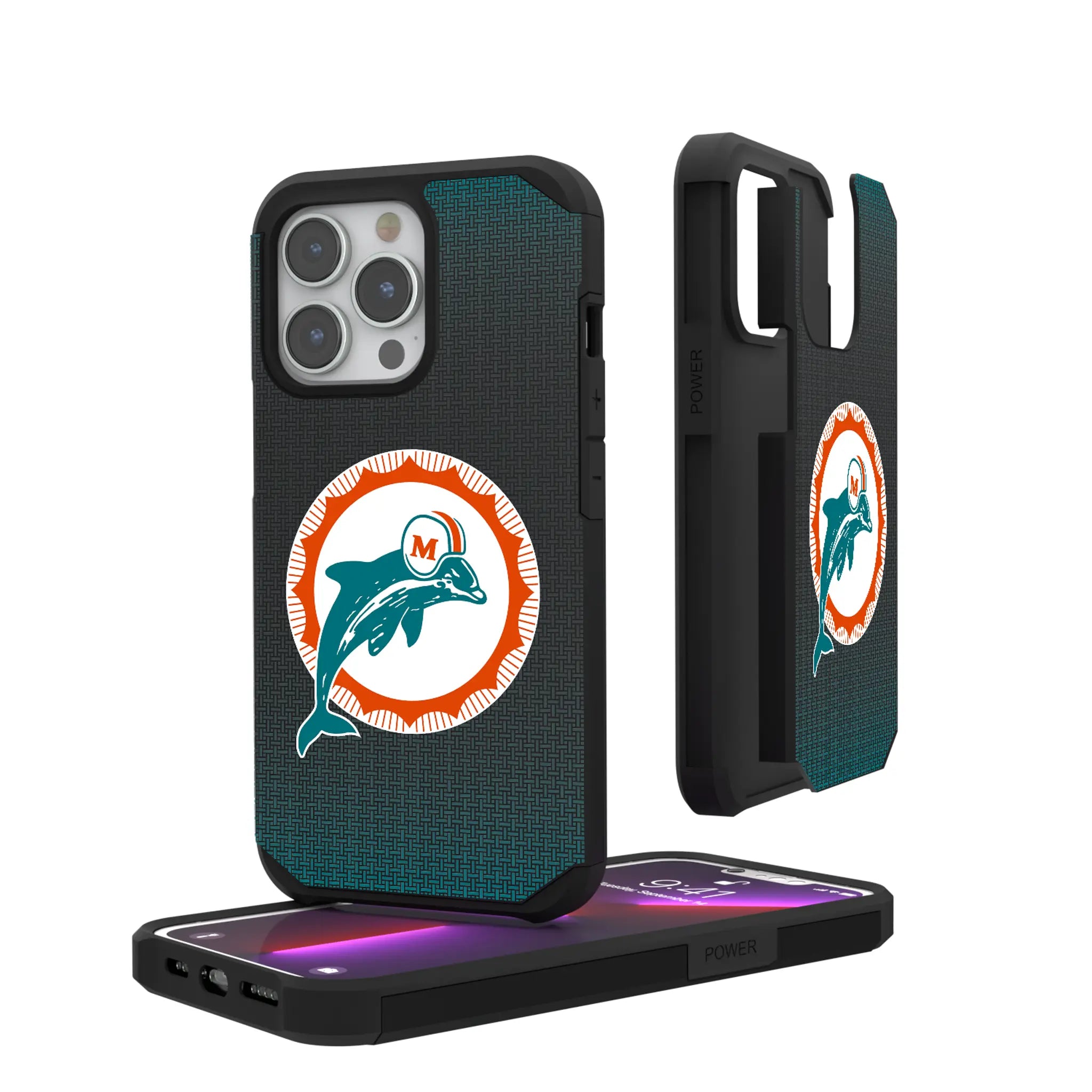Miami Dolphins 1966-1973 Historic Collection Linen iPhone Rugged Phone Case for Apple iPhone