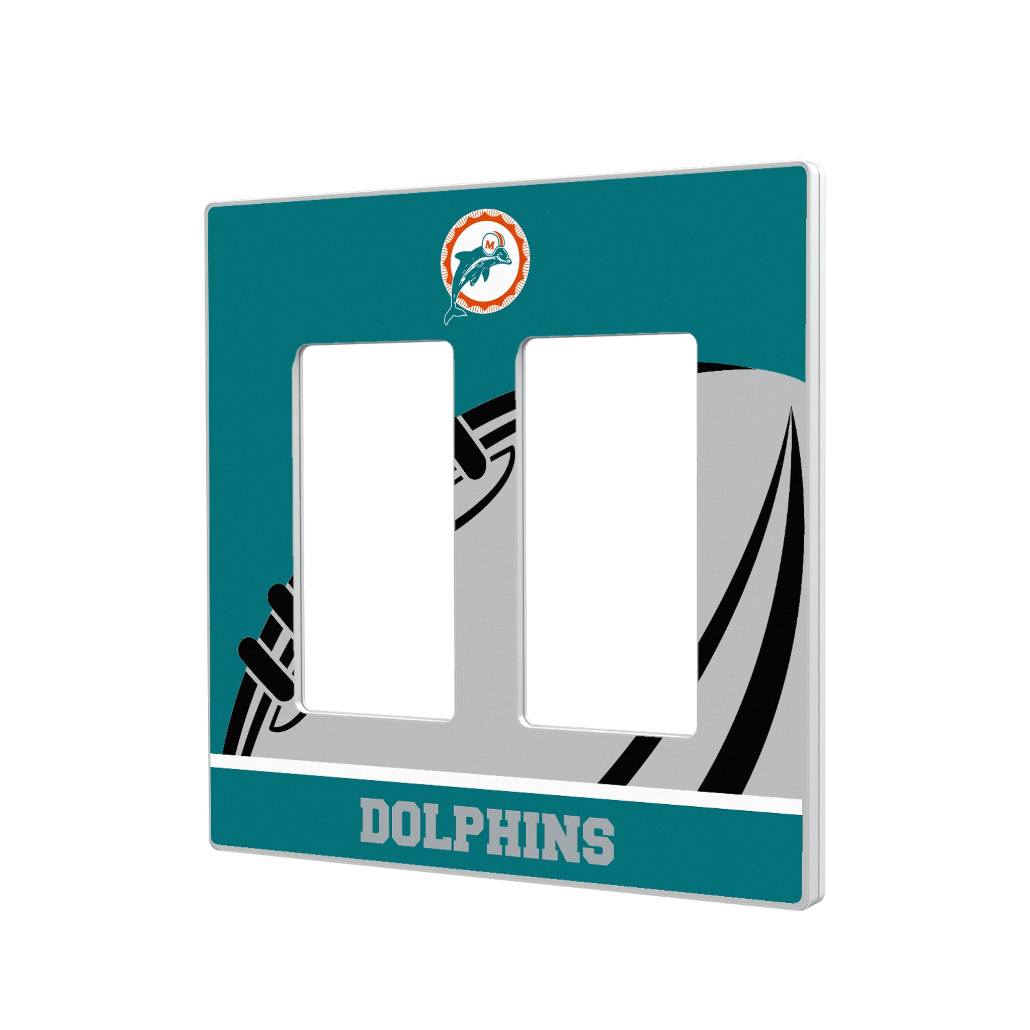 Miami Dolphins 1966-1973 Historic Collection Passtime Hidden-Screw Light Switch Plate#Style_Double Rocker