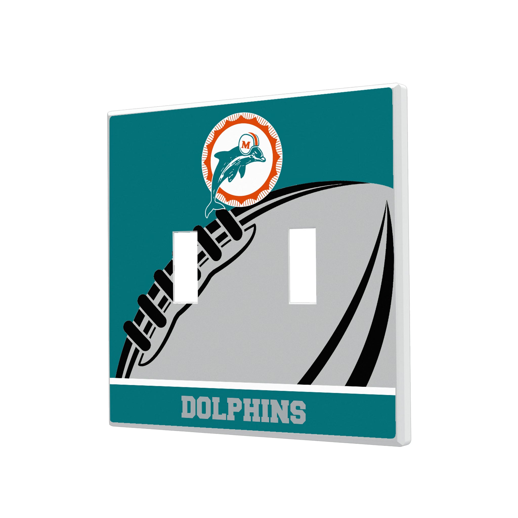 Miami Dolphins 1966-1973 Historic Collection Passtime Hidden-Screw Light Switch Plate#Style_Double Toggle