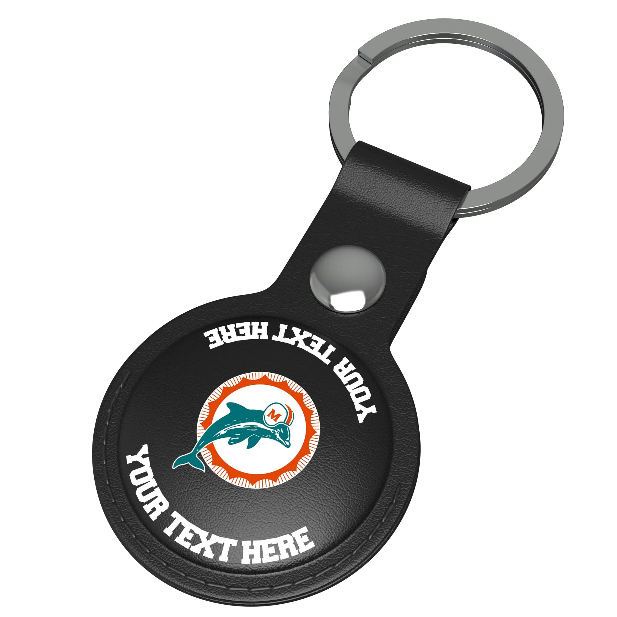 Miami Dolphins 1966-1973 Historic Collection Personalized Insignia AirTag Black Airtag Holder - Isometric View