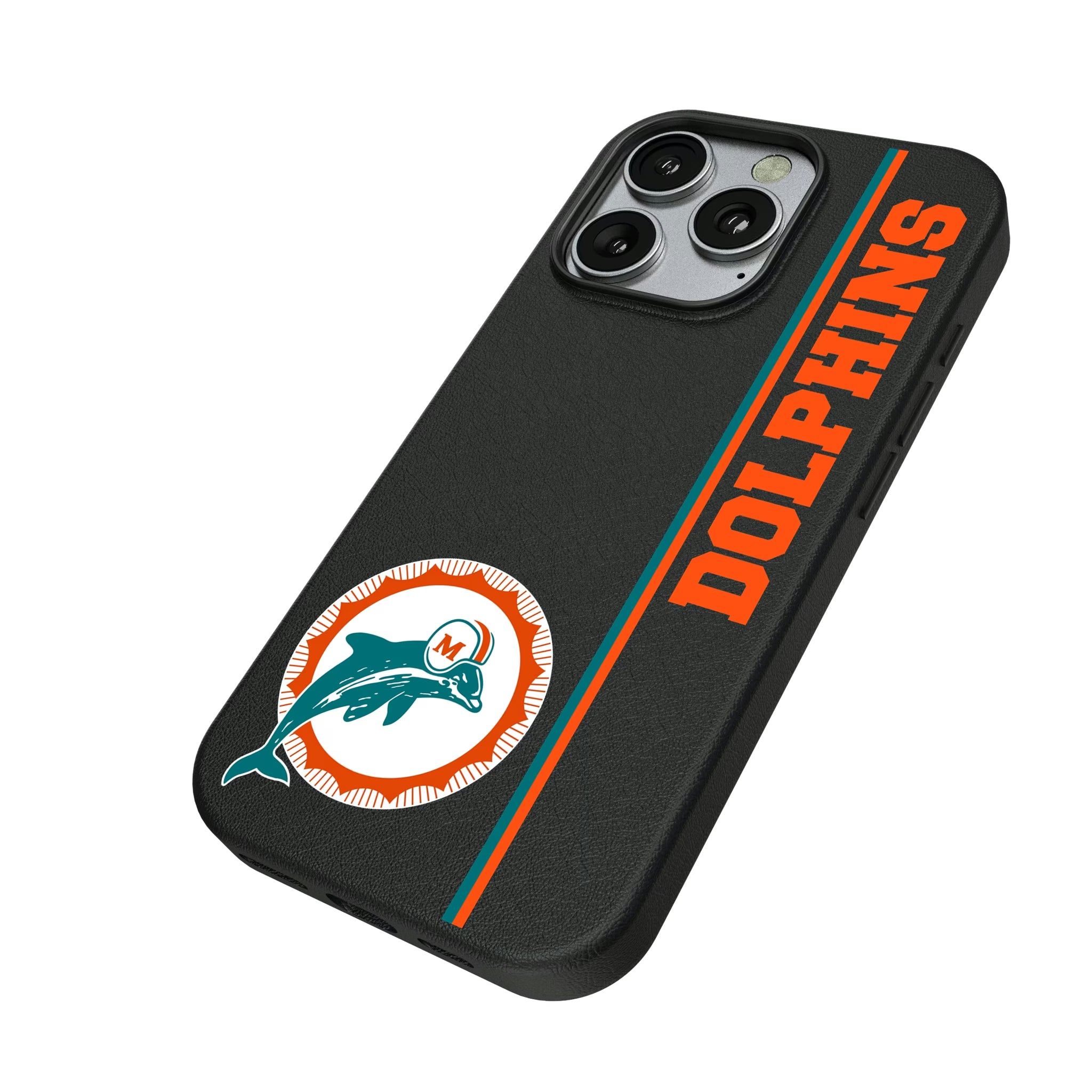 Miami Dolphins 1966-1973 Historic Collection Sidebar iPhone MagSafe Compatible Phone Case for Apple iPhone - Isometric View