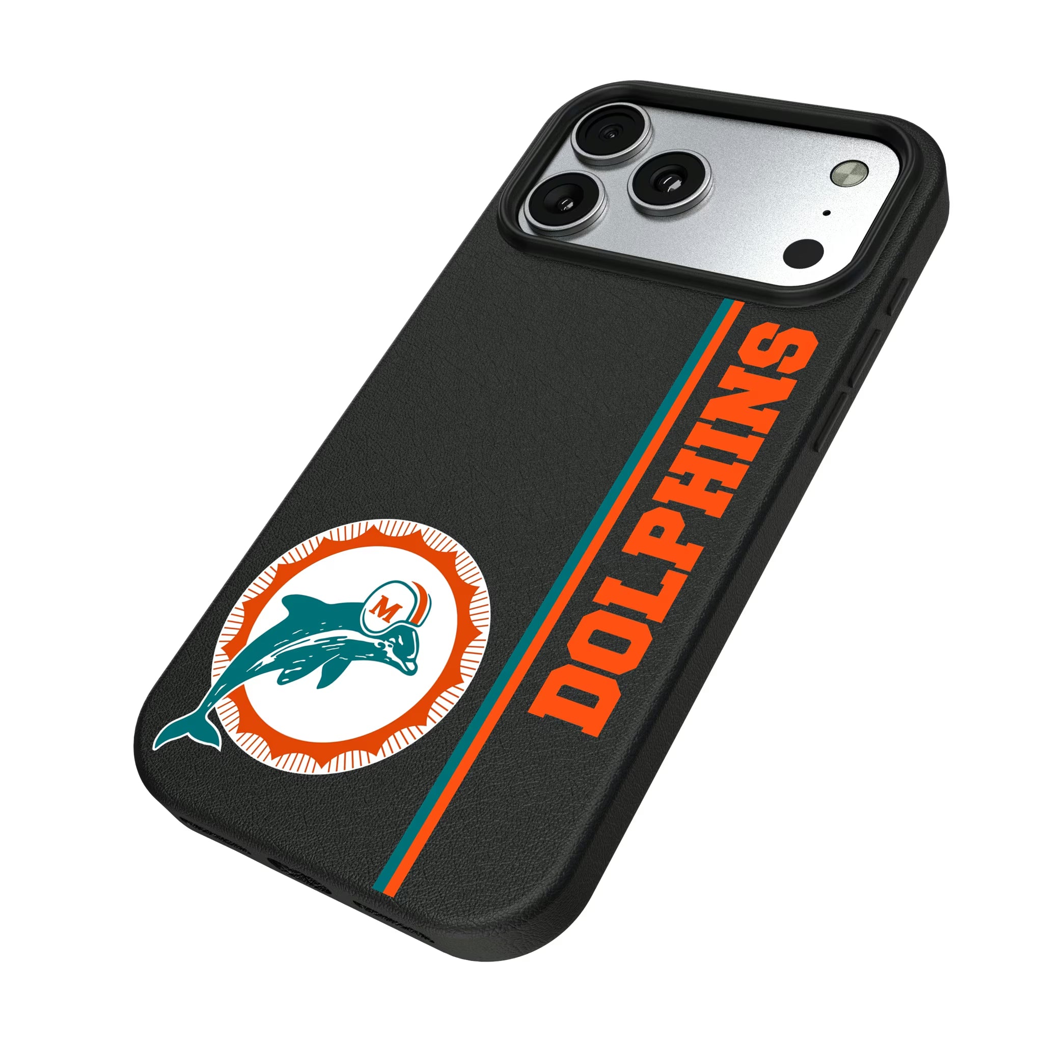 Miami Dolphins 1966-1973 Historic Collection Sidebar iPhone MagSafe Compatible Phone Case for Apple iPhone - Isometric View#Device_iPhone 17 Pro Max