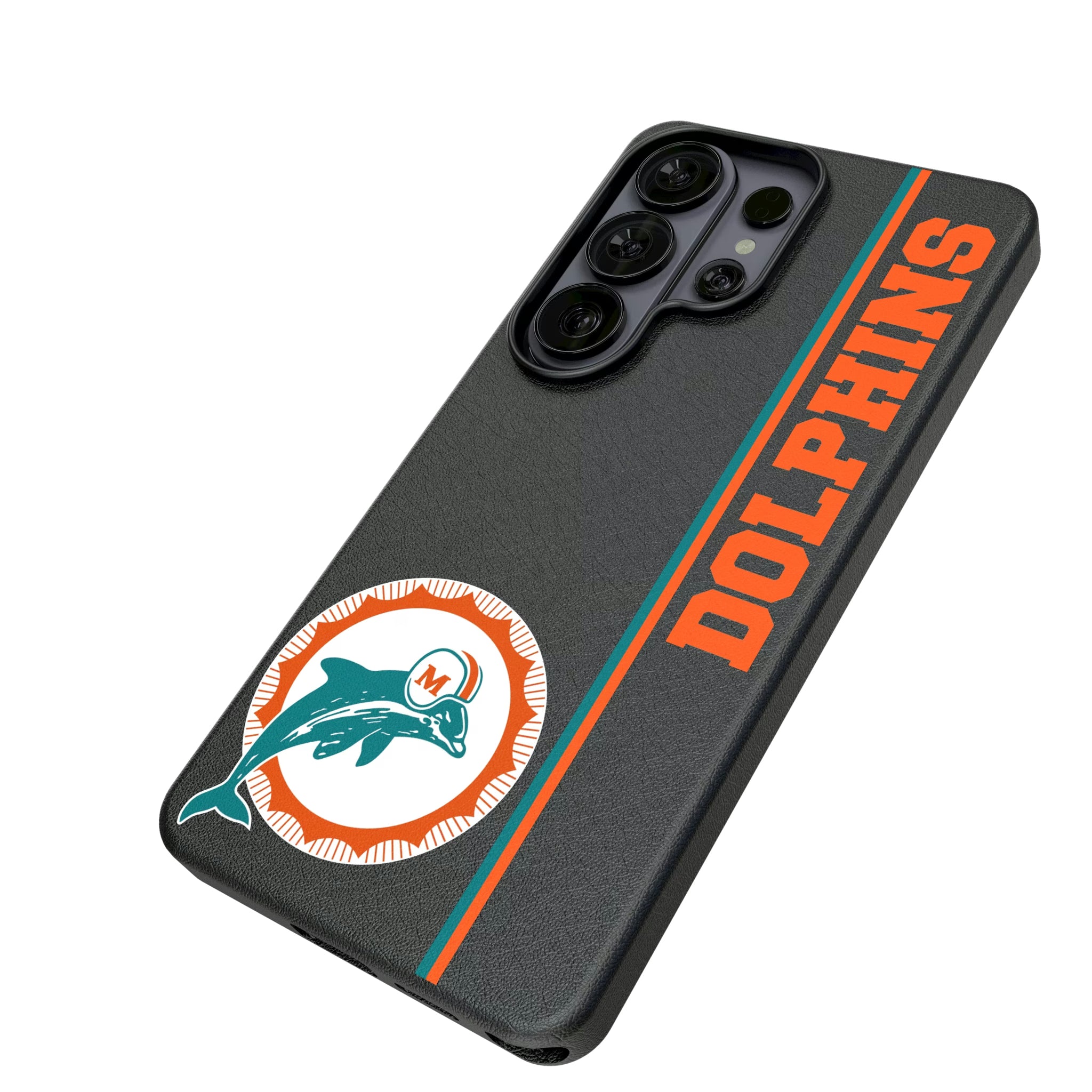 Miami Dolphins 1966-1973 Historic Collection Sidebar Galaxy MagSafe Compatible Phone Case for Samsung Galaxy - Isometric View#Device_Galaxy S26 Ultra