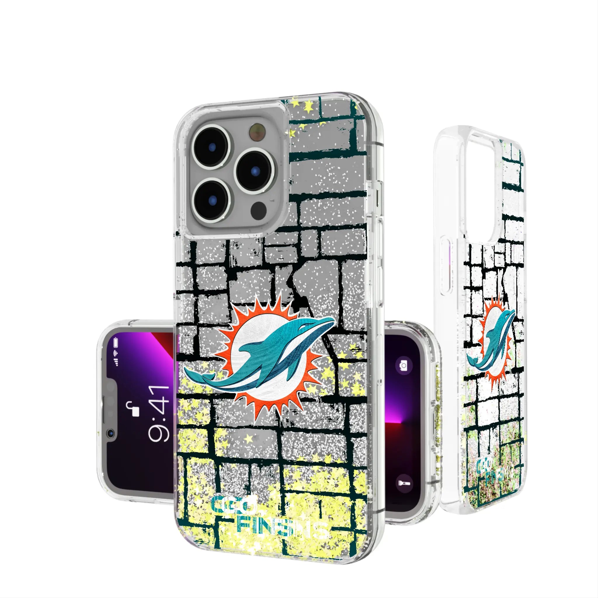 Miami Dolphins Brick Glitter Phone Case for Apple iPhone