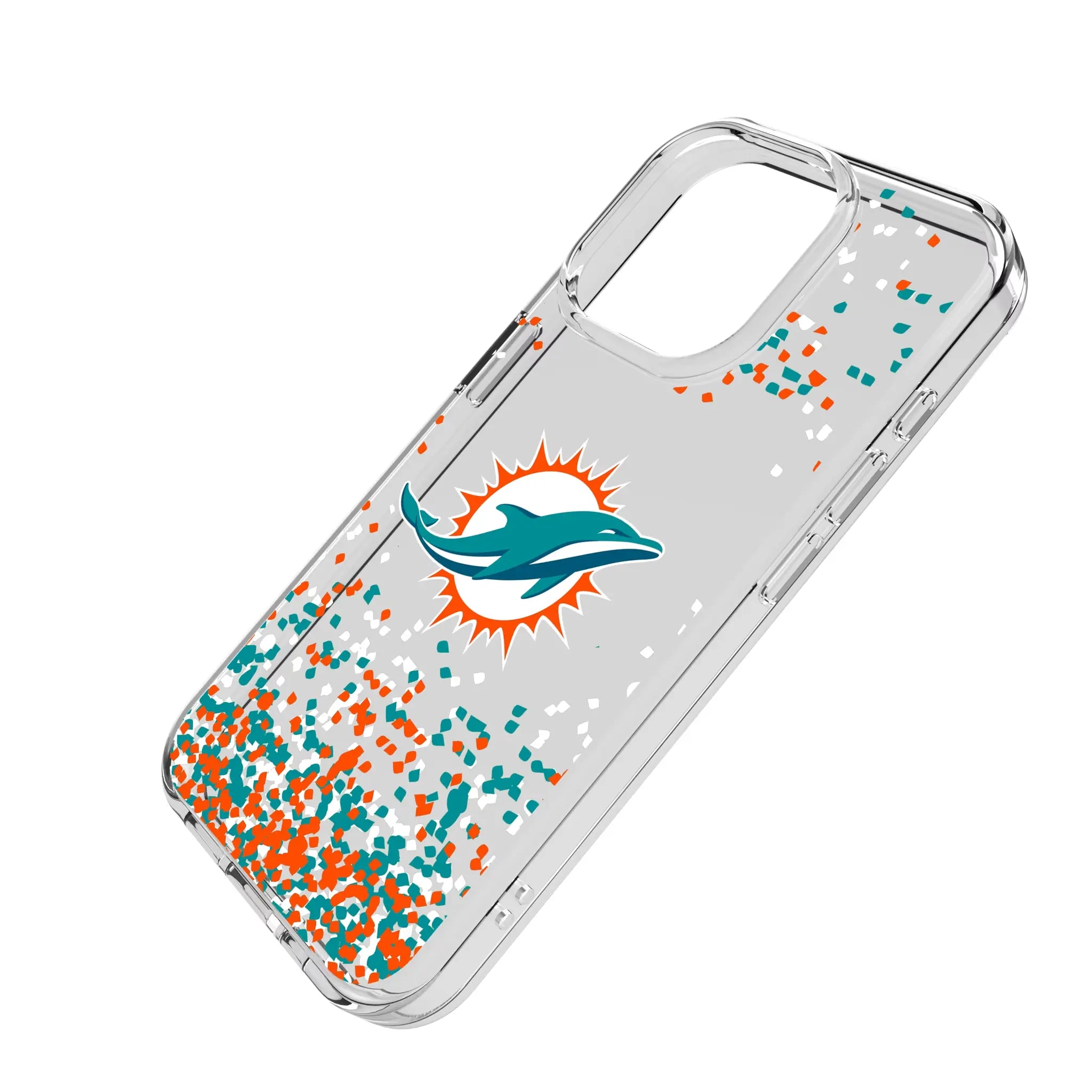 Miami Dolphins Confetti iPhone Clear Phone Case for Apple iPhone - Isometric View