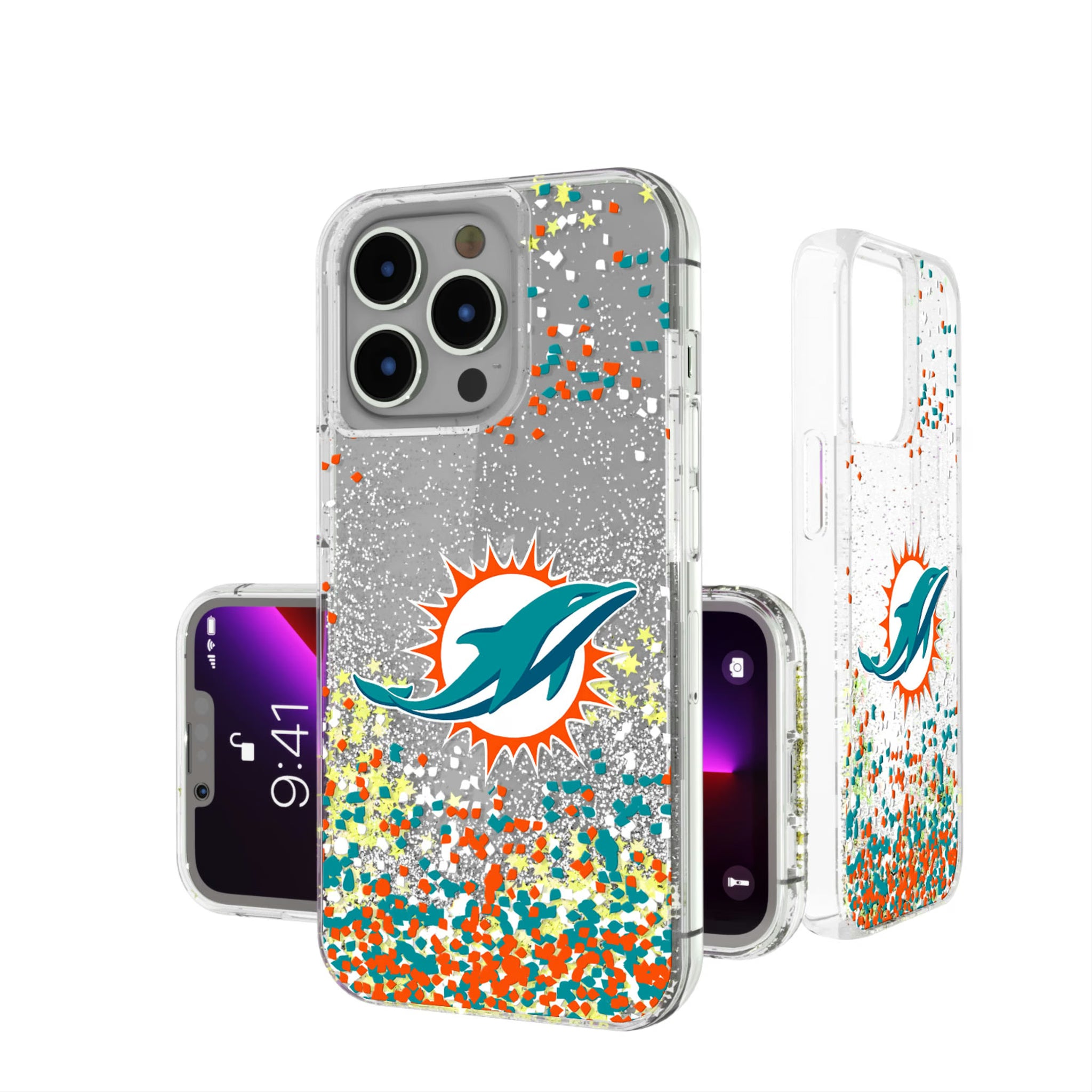 Miami Dolphins Confetti iPhone Glitter Phone Case for Apple iPhone
