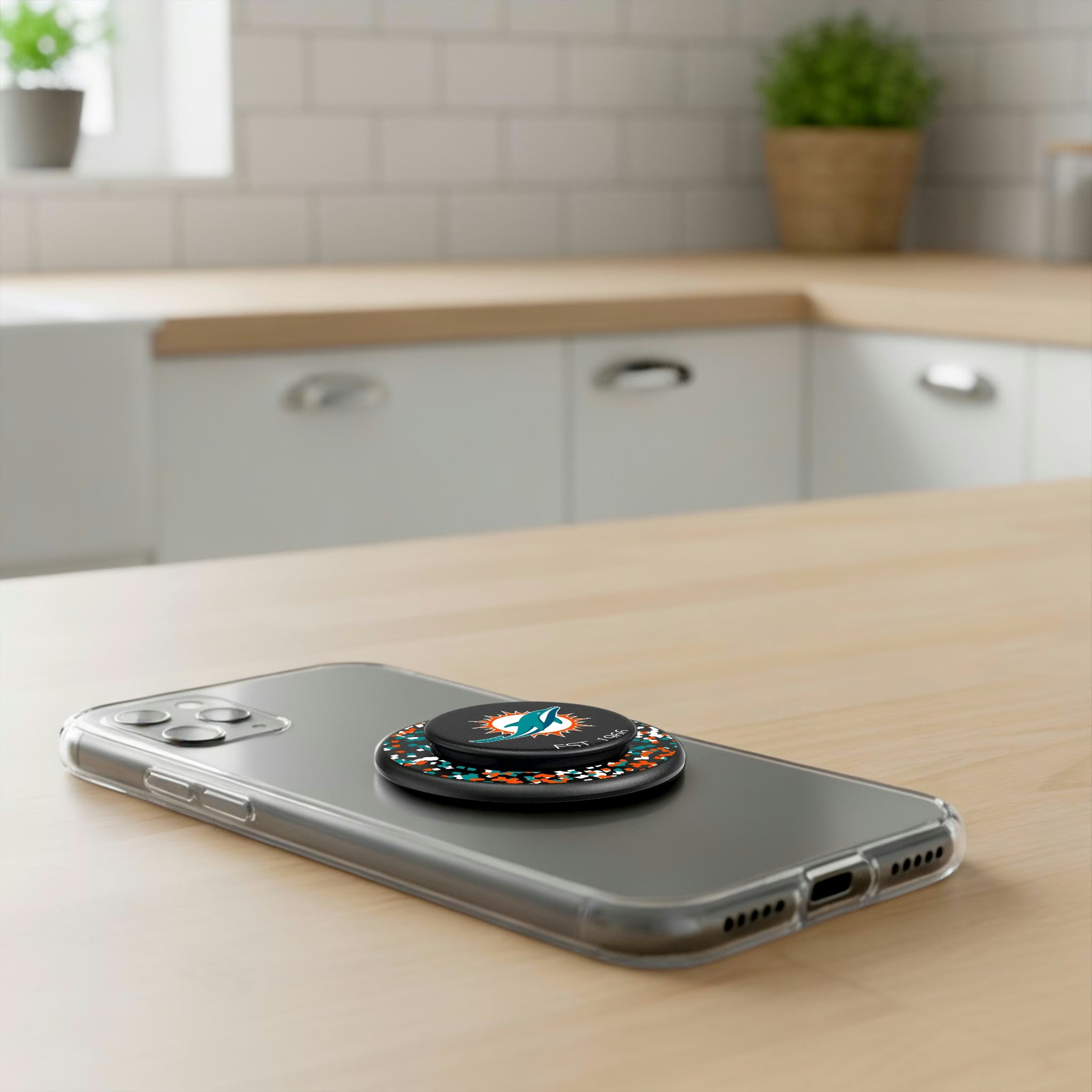 Miami Dolphins Confetti Popsockets Round Magnetic - Lifestyle
